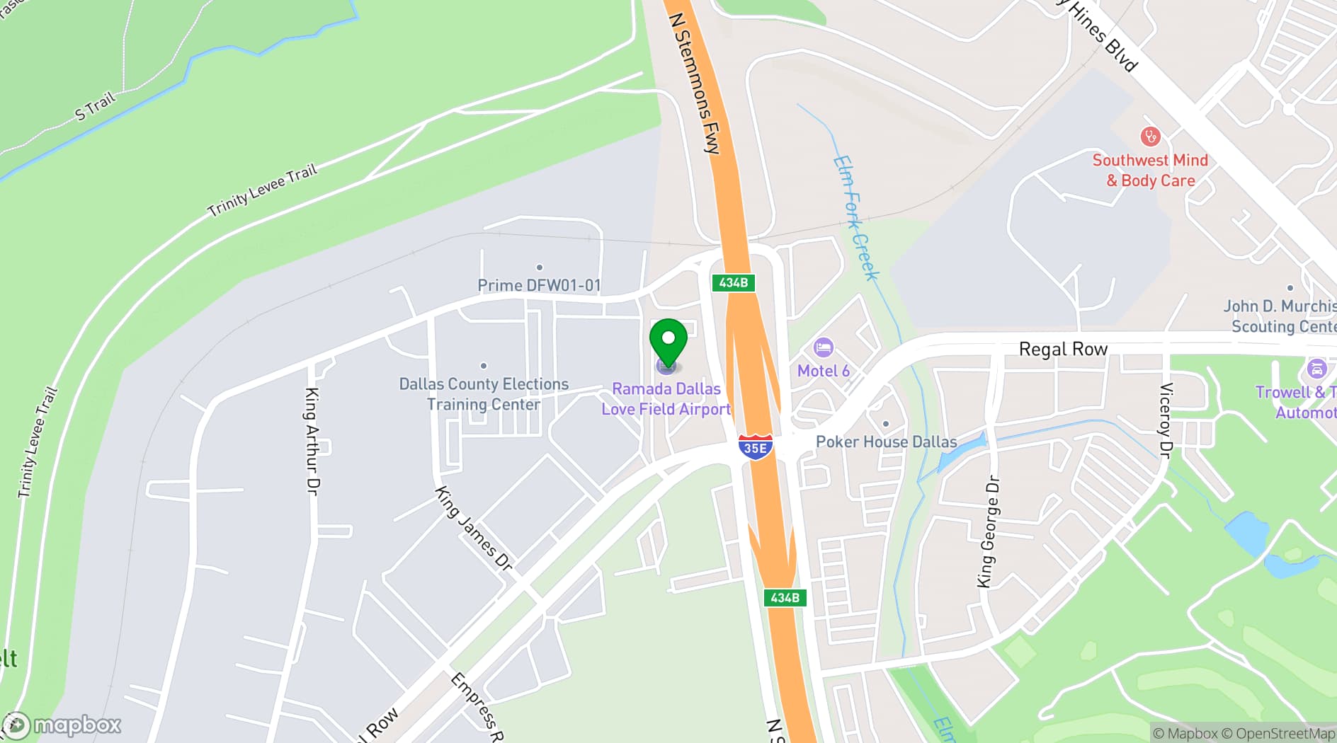 Map showing Staybridge Suites Dallas Market Ctr Love Field