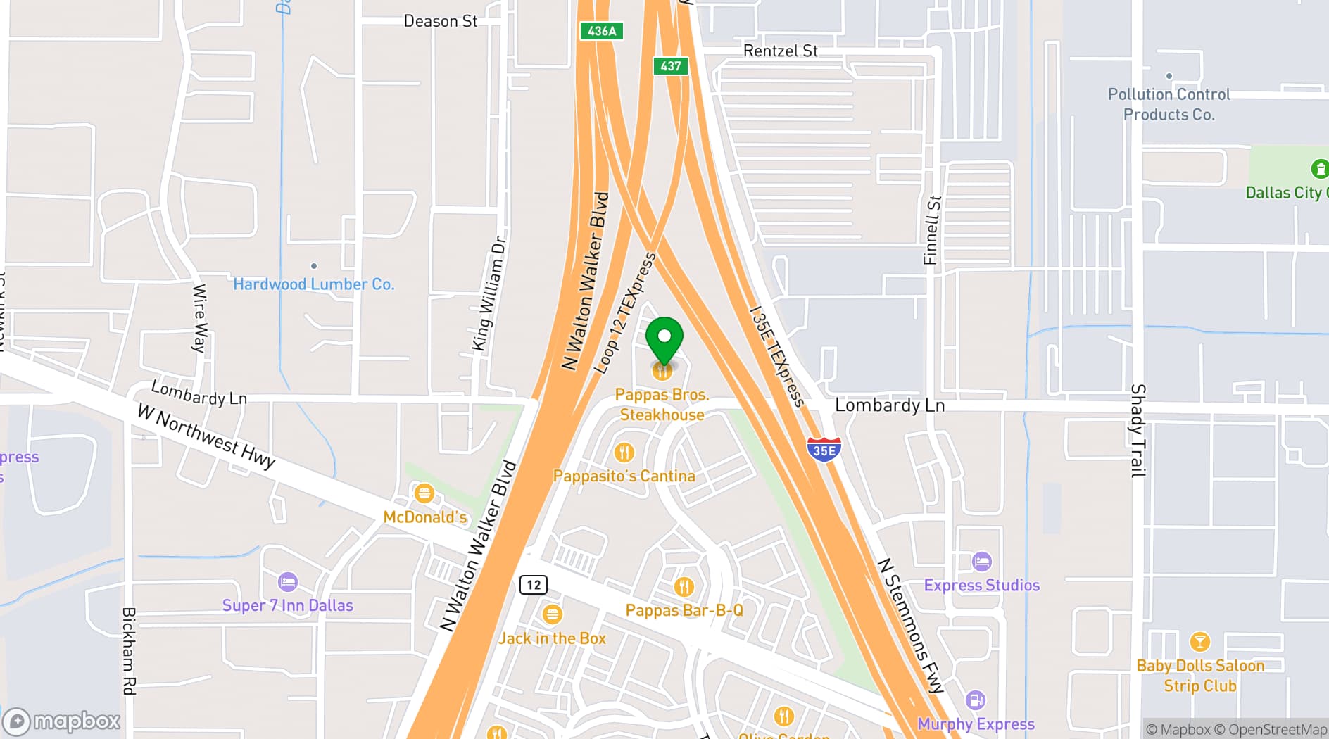 Map showing Pappas Bros. Steakhouse