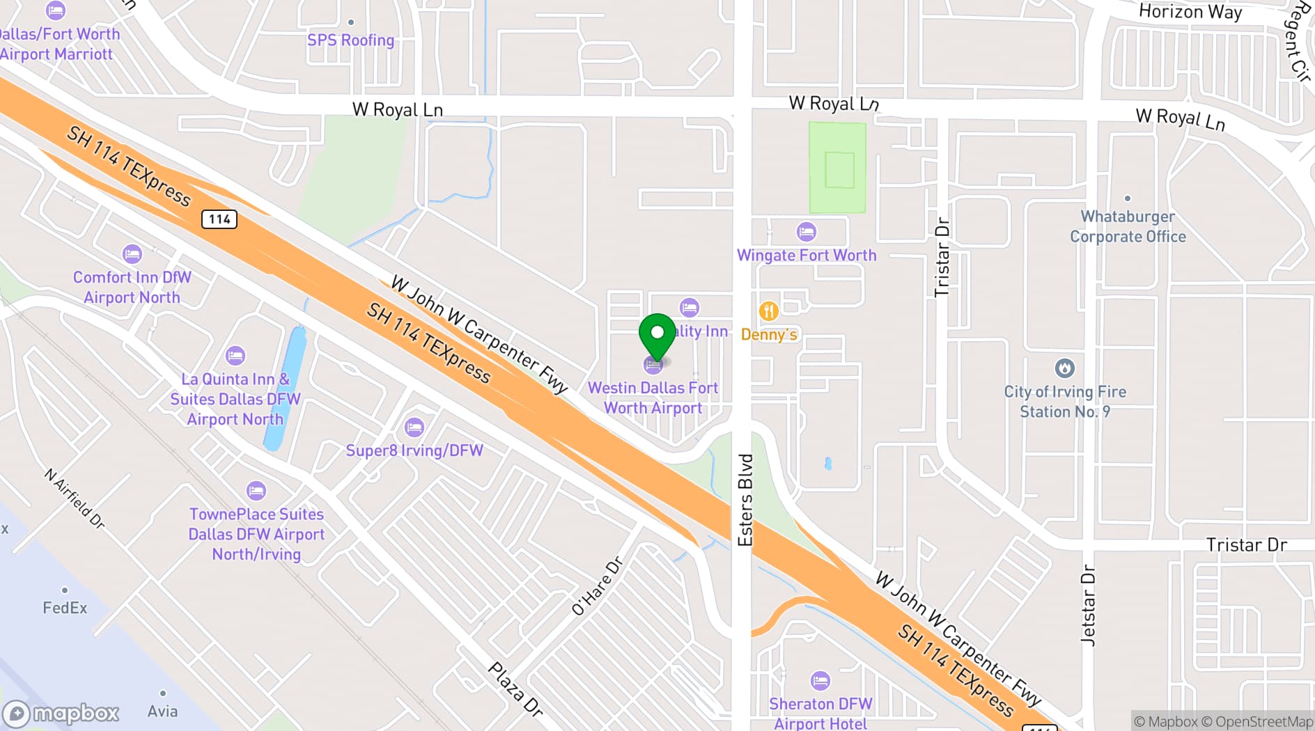 Map showing The Westin Dallas Fort Worth Airport