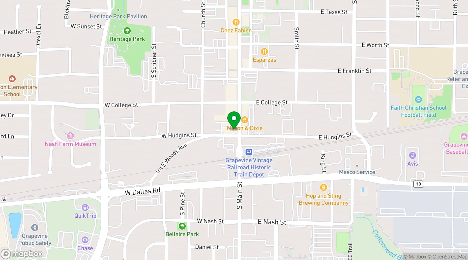 Map showing Grapevine Convention Center