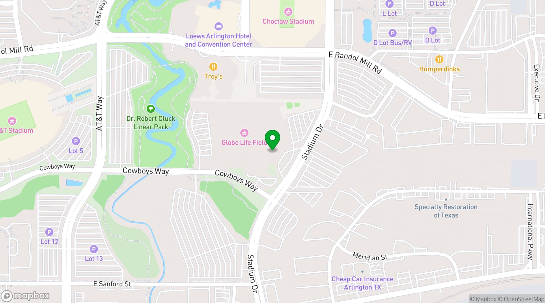 Map showing Globe Life Field