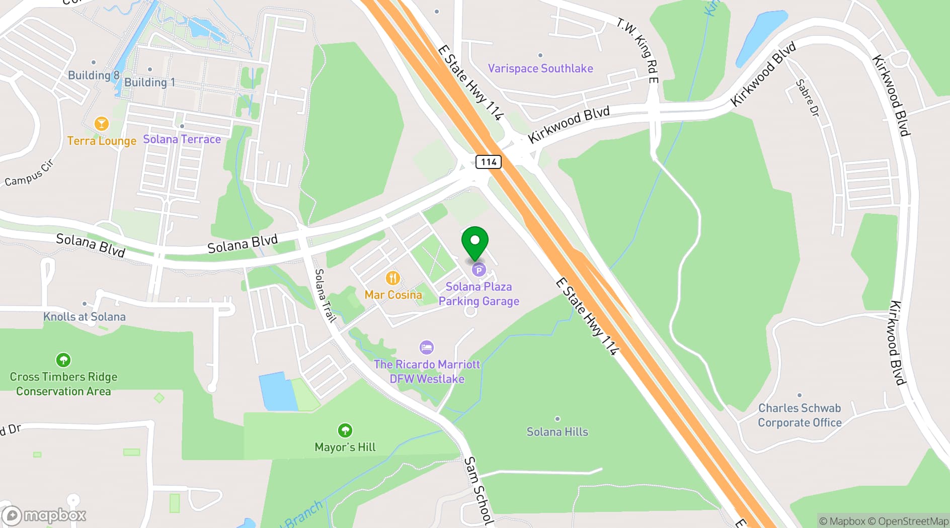 Map showing Marriott Dallas/Fort Worth Westlake