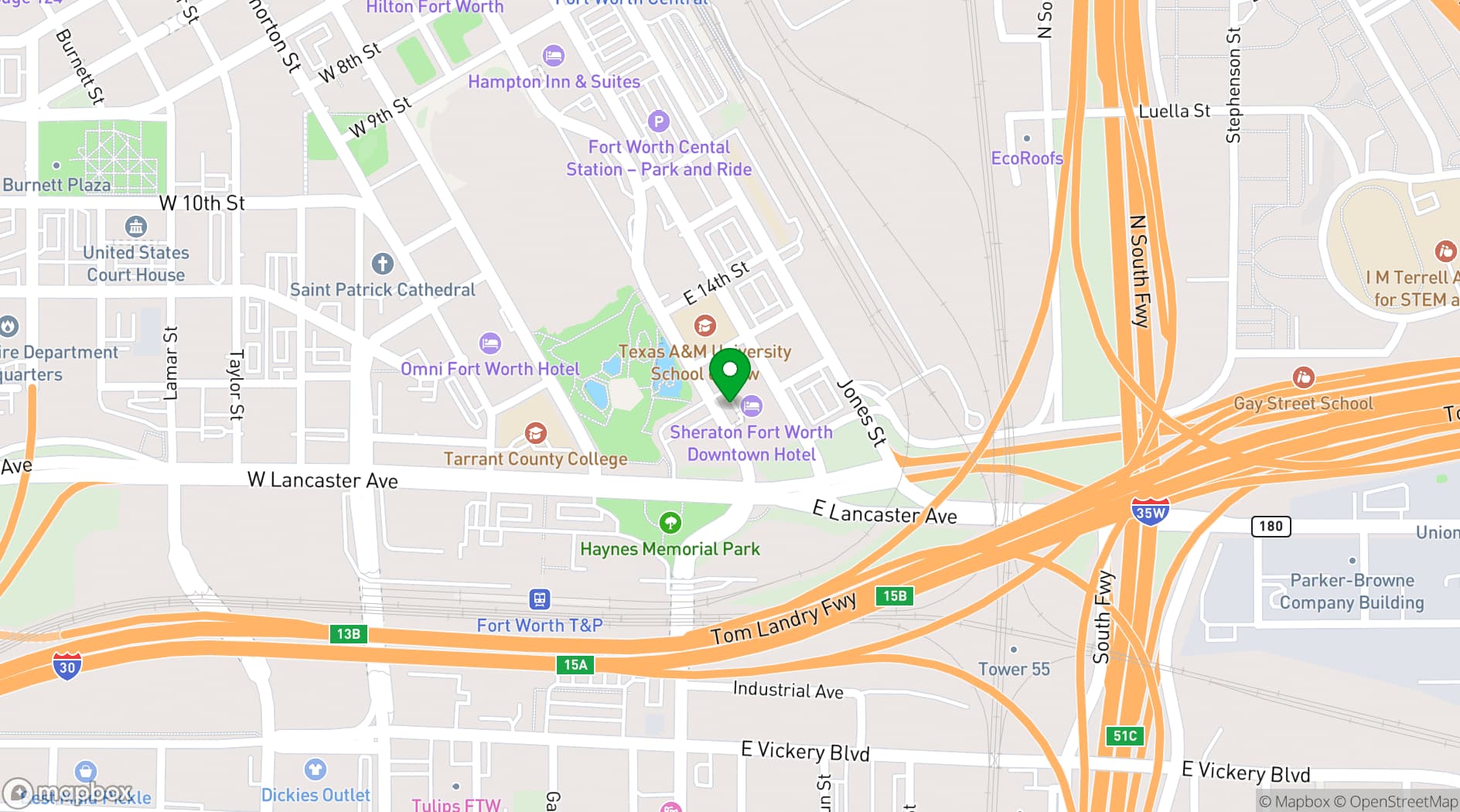 Map showing Sheraton Fort Worth Downtown Hotel