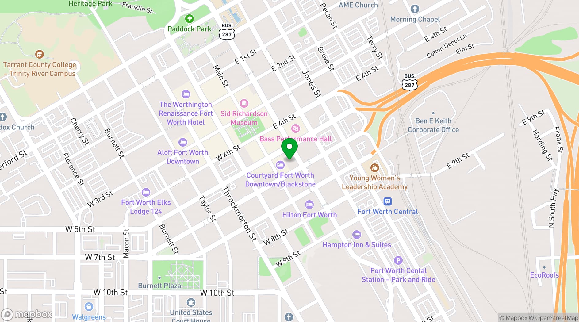 Map showing Hilton Fort Worth