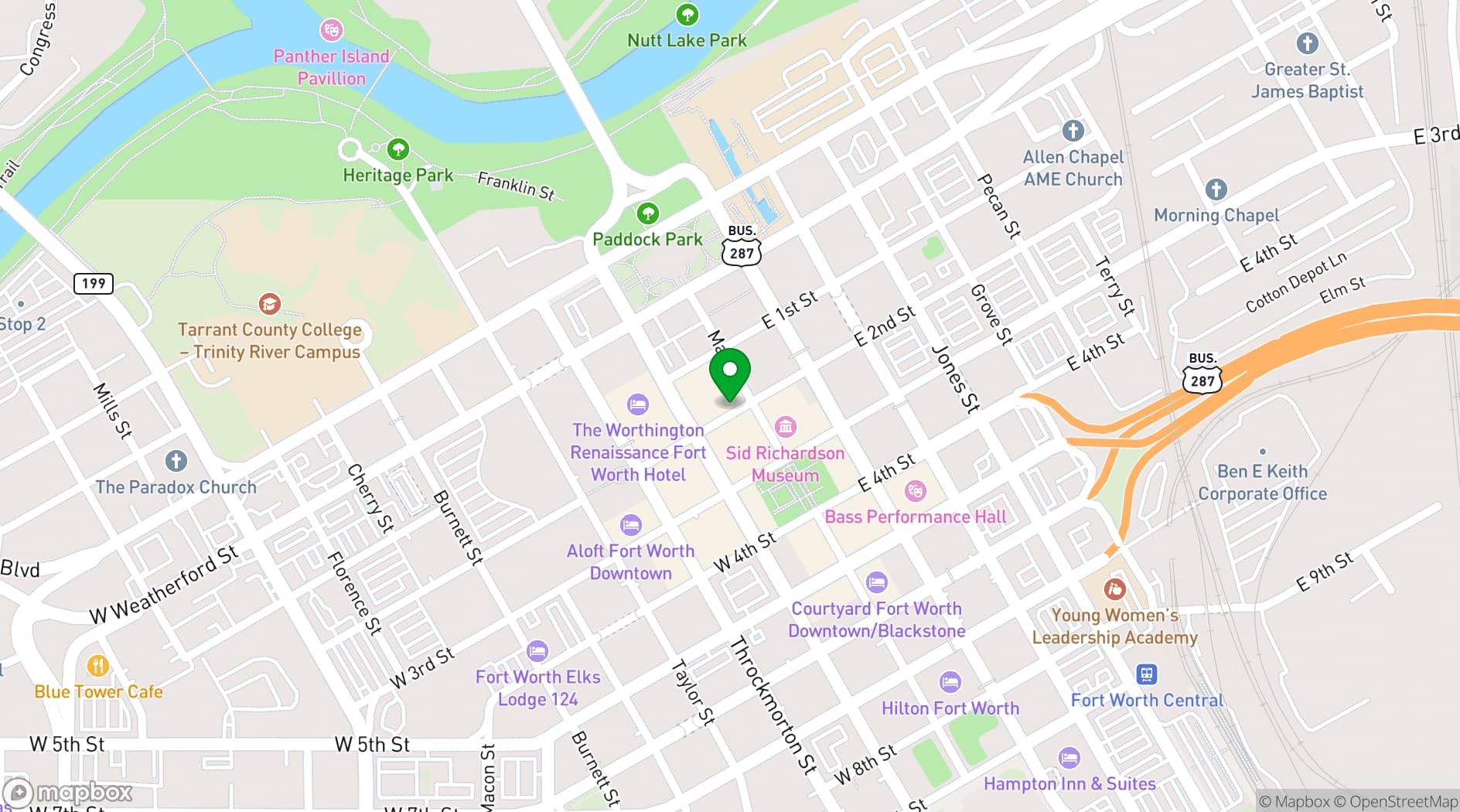 Map showing The Worthington Renaissance Fort Worth Hotel