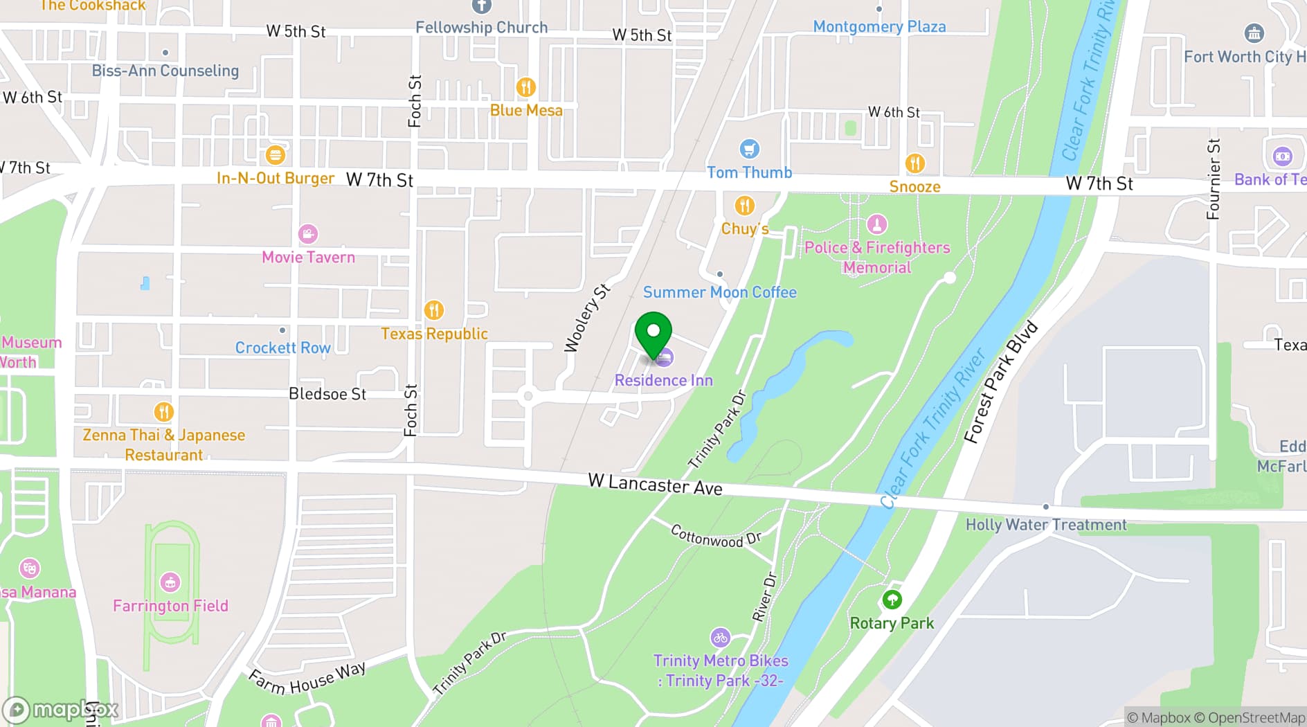 Map showing Residence Inn Fort Worth Cultural District