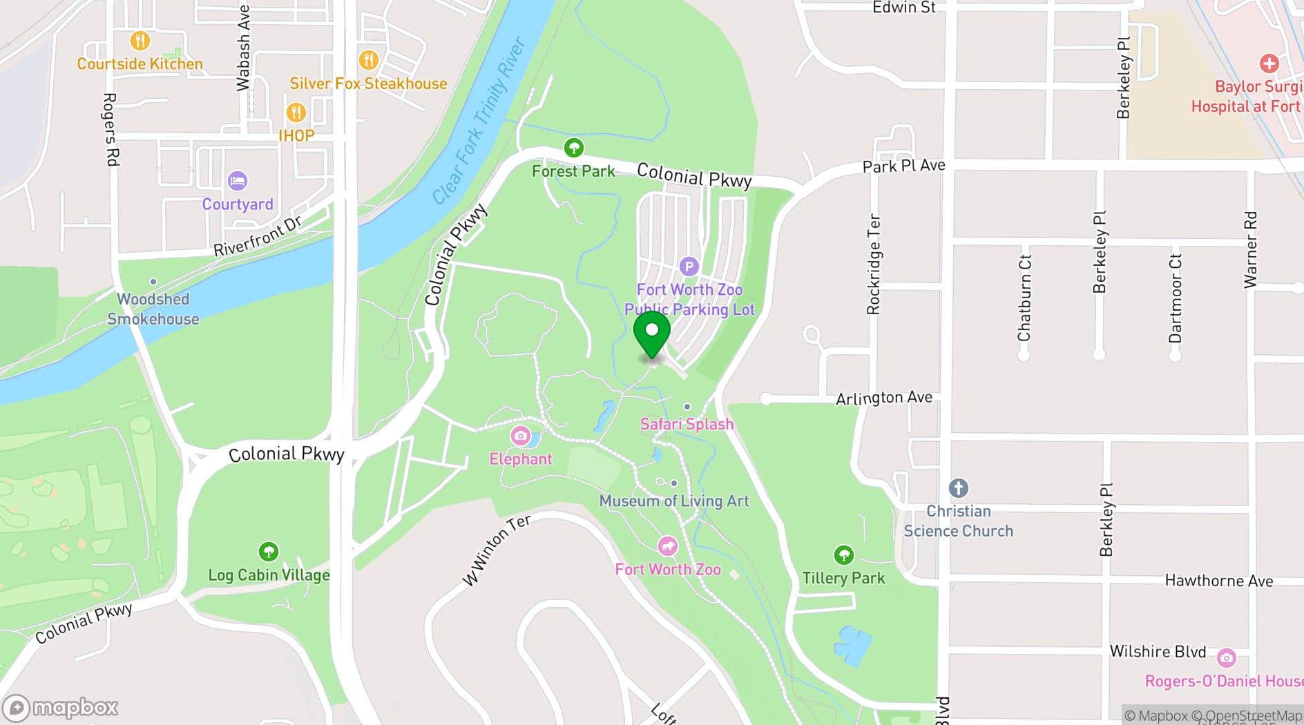 Map showing Fort Worth Zoo
