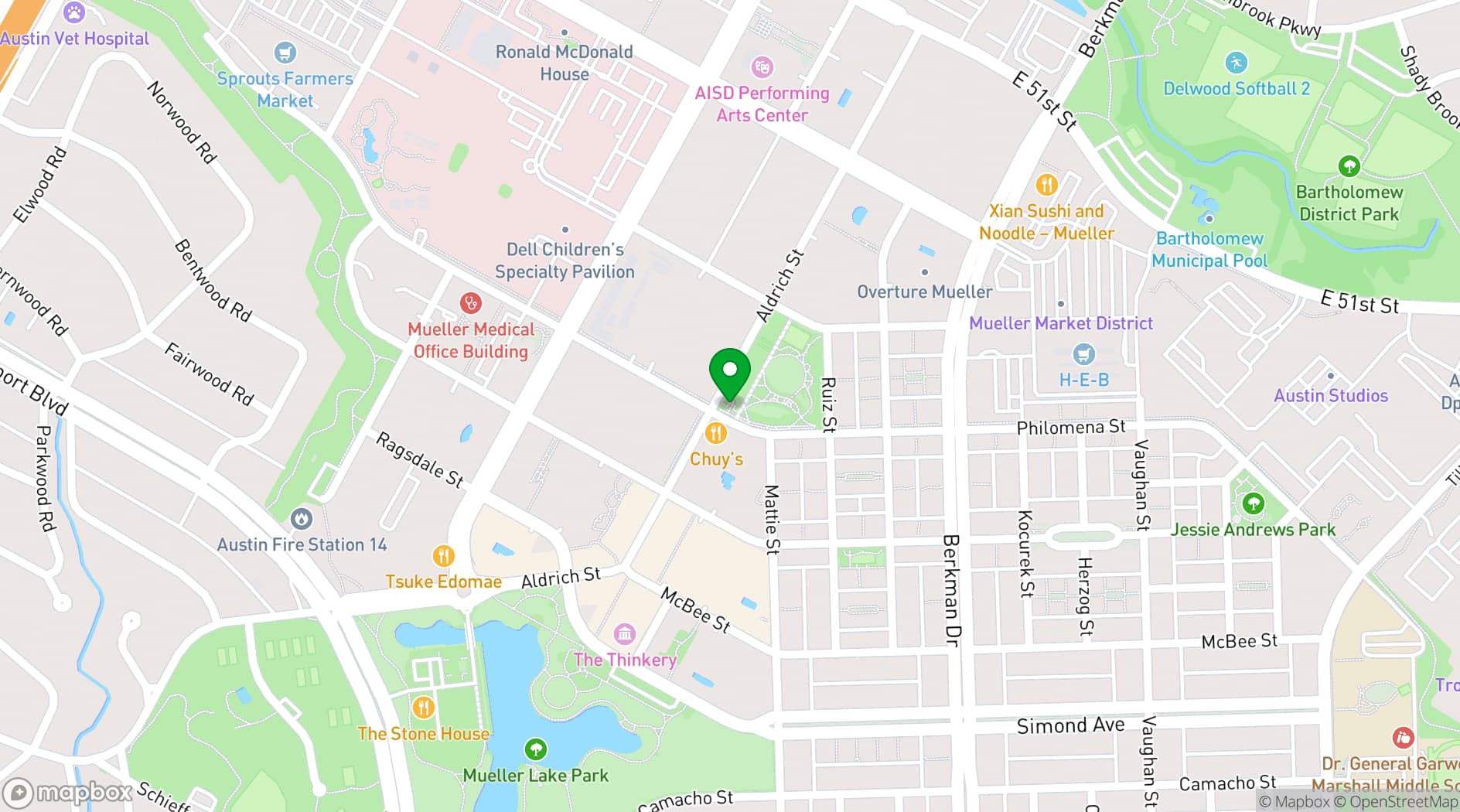Map showing Texas Farmers Market