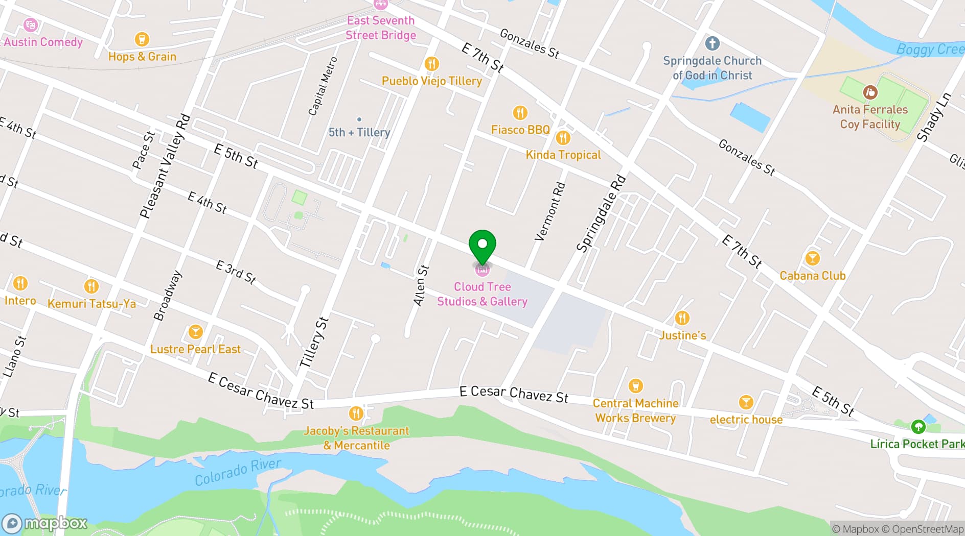 Map showing Cloud Tree Studios & Gallery