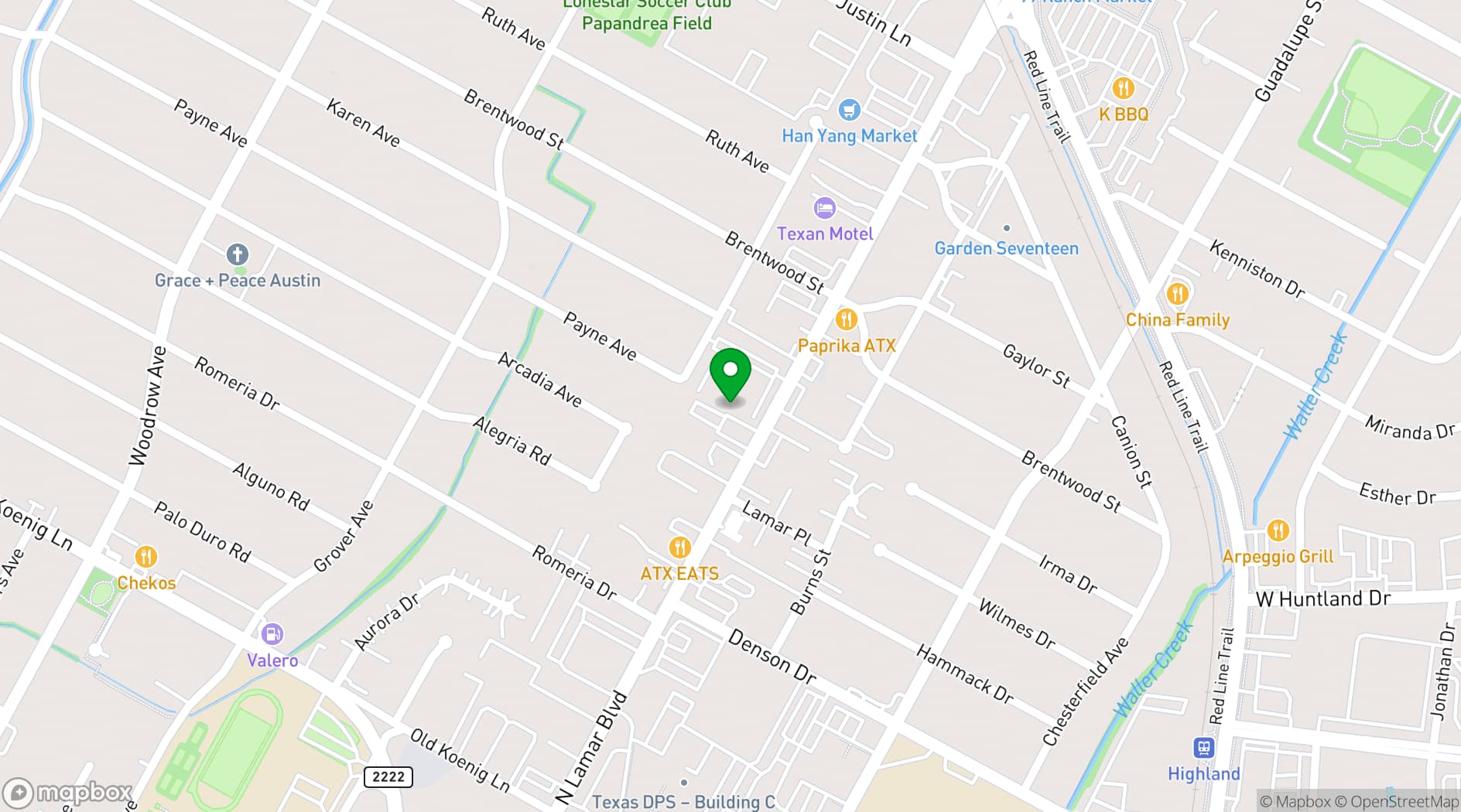 Map showing Peached Social House