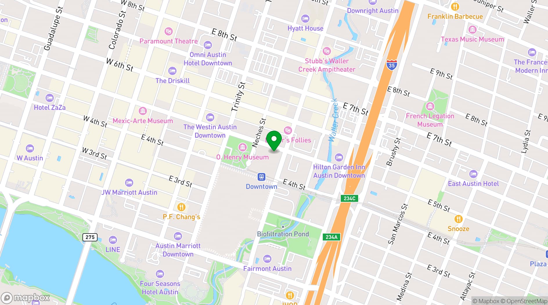 Map showing Austin Chamber of Commerce