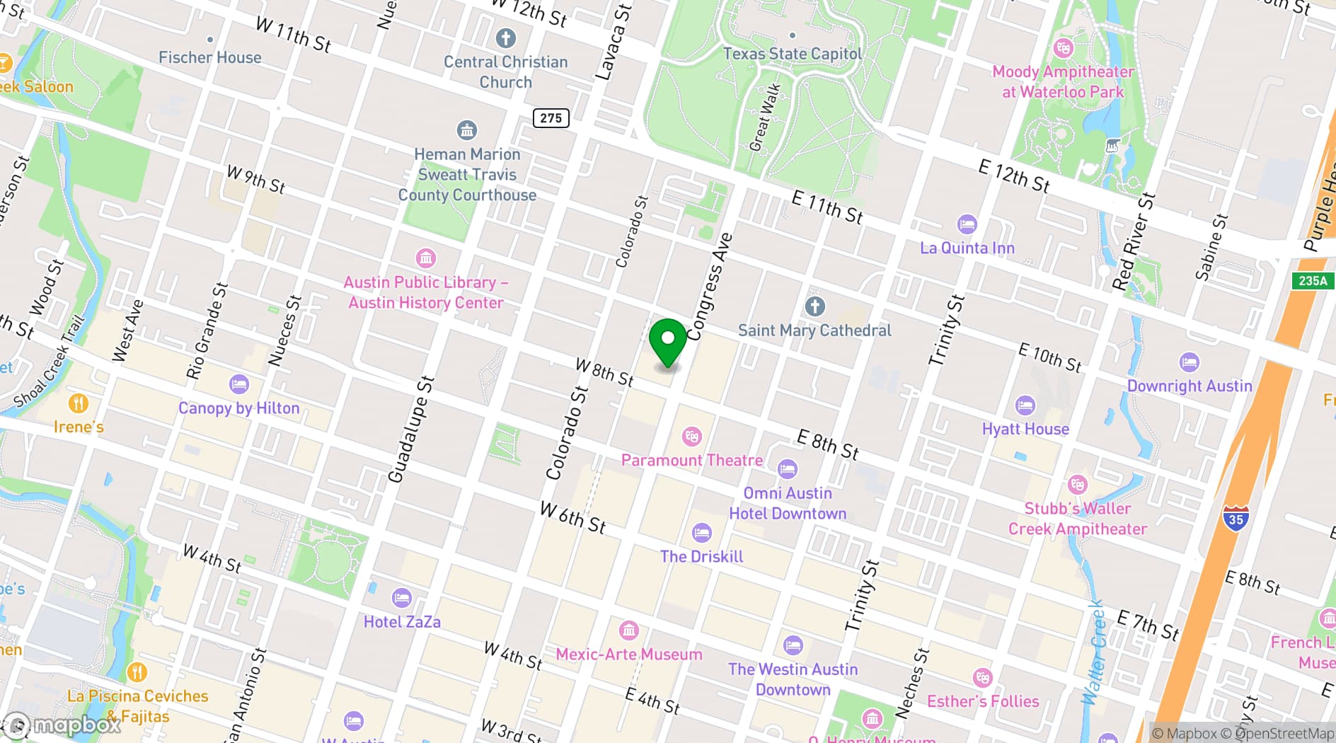 Map showing 800 Congress
