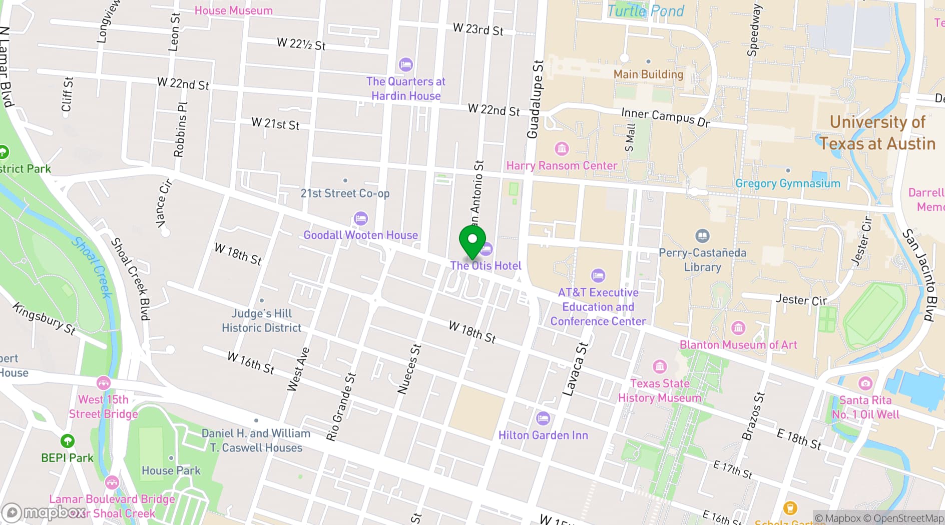 Map showing The Otis Hotel Austin, Autograph Collection