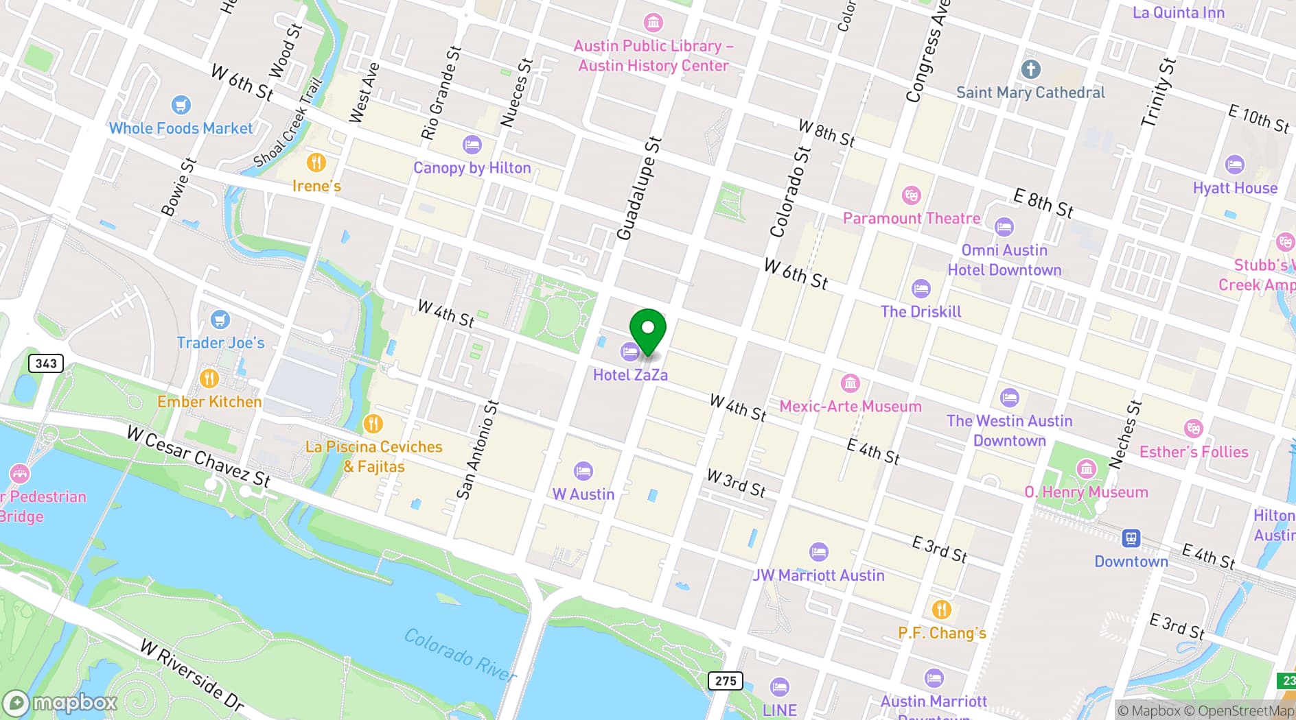 Map showing Hotel ZaZa