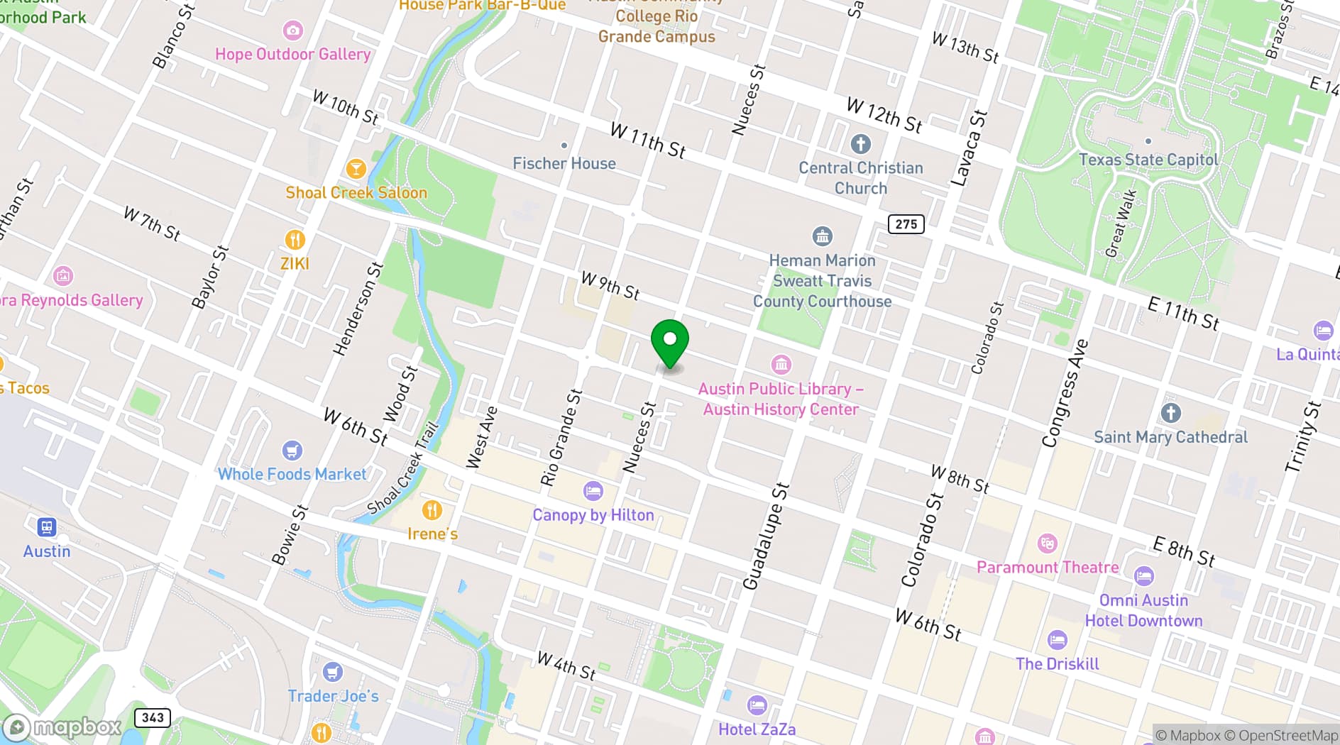 Map showing The Austin Club