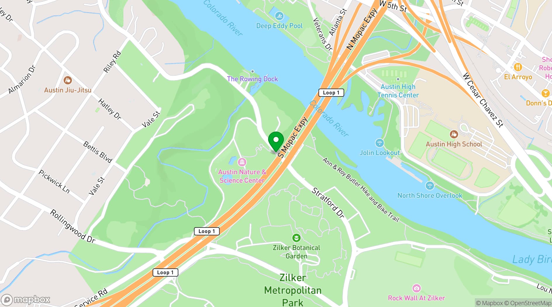 Map showing Austin Nature & Science Center