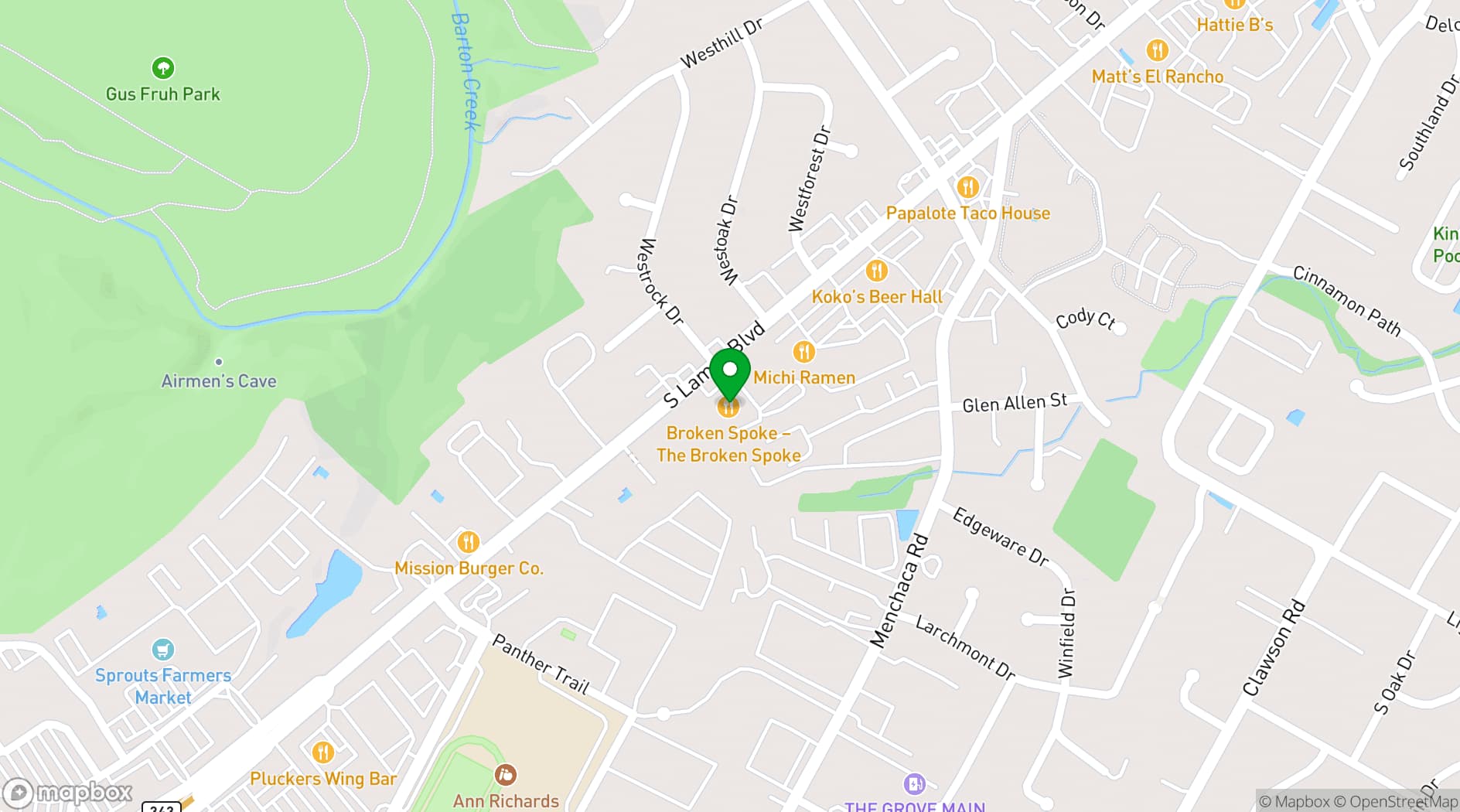 Map showing Broken Spoke