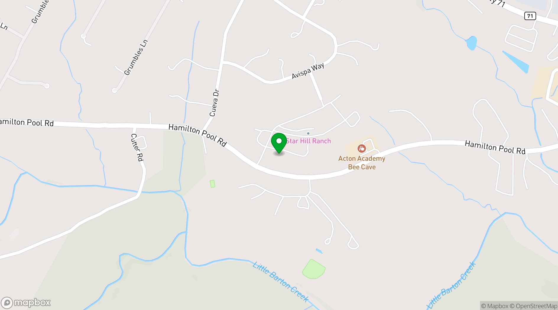 Map showing Star Hill Ranch