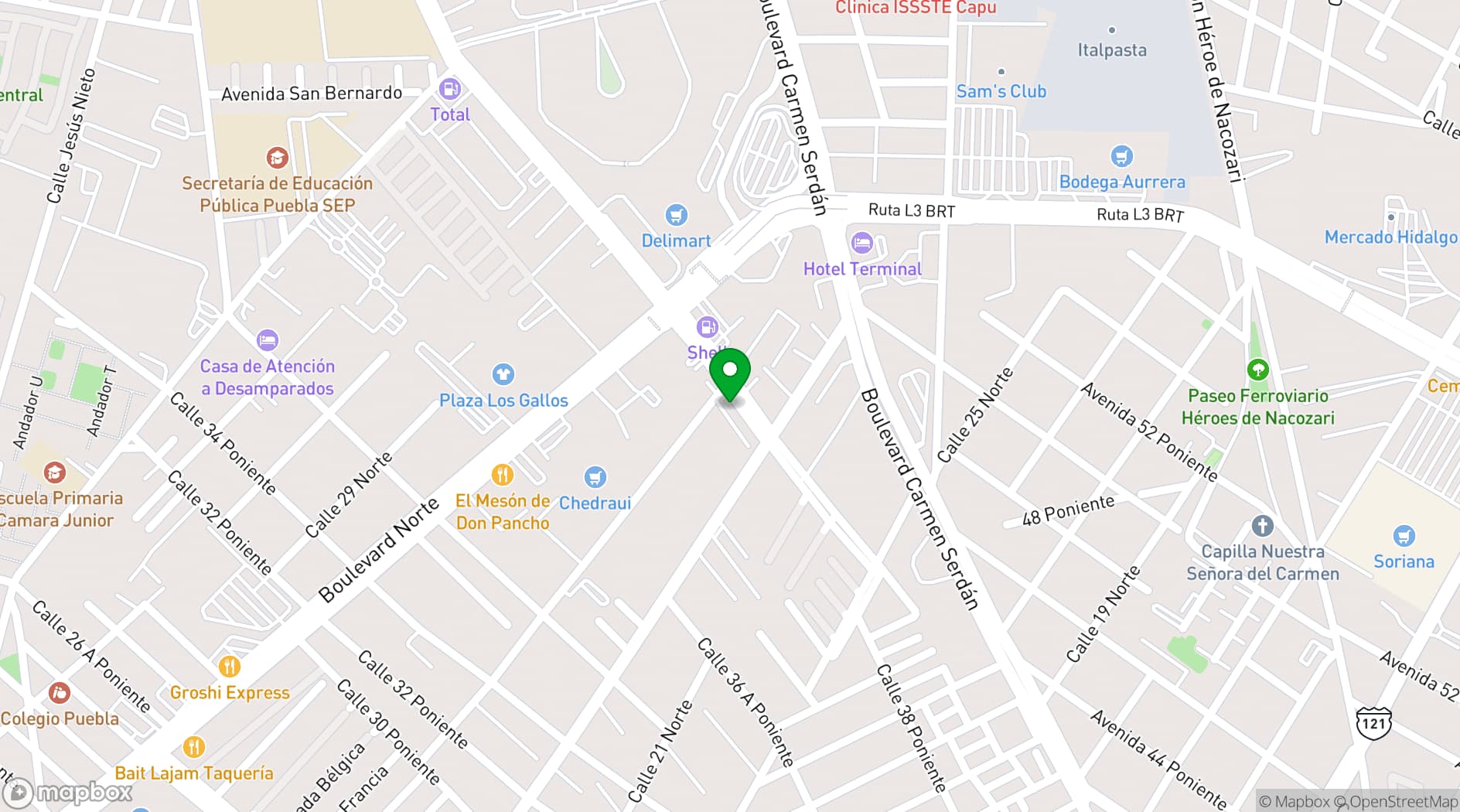 Map showing Hotel Granada