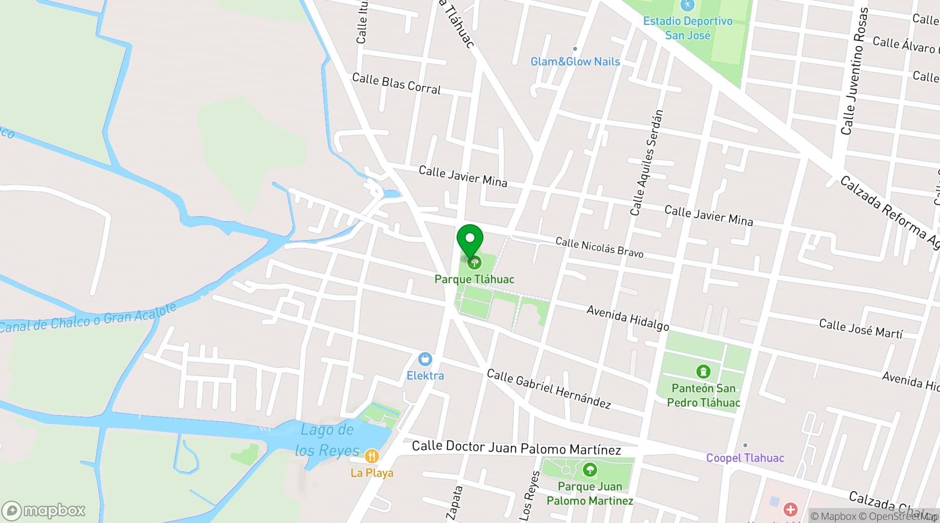 Map showing Parque de Tláhuac