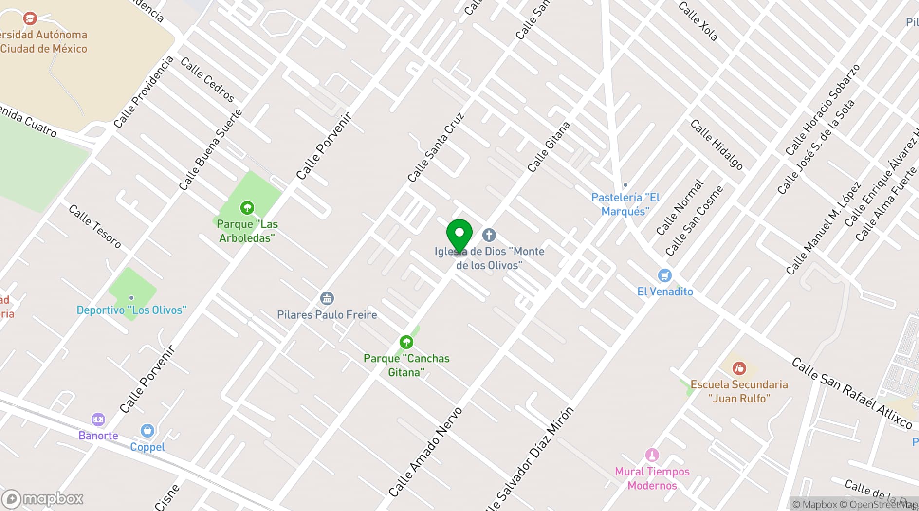 Map showing Salón y Jardín Los Pinos