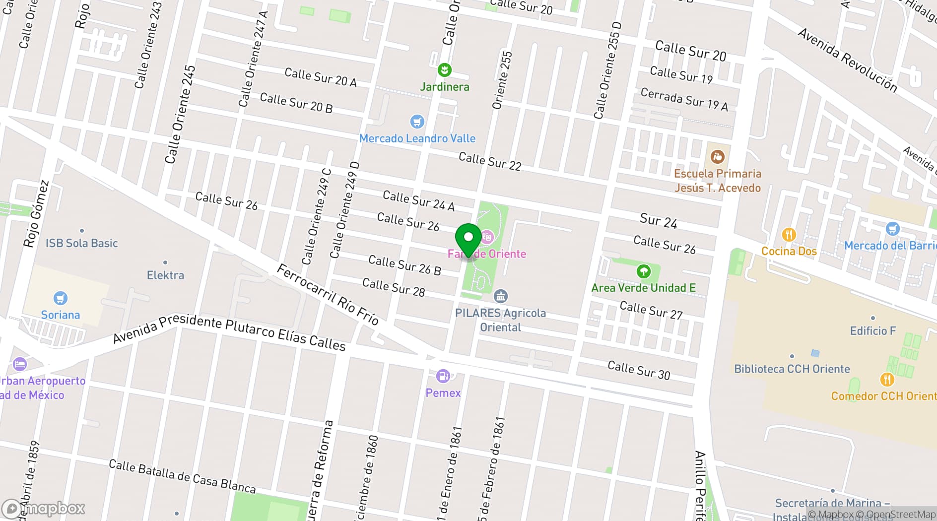 Map showing Faro Cultural y Recreativo Iztacalco
