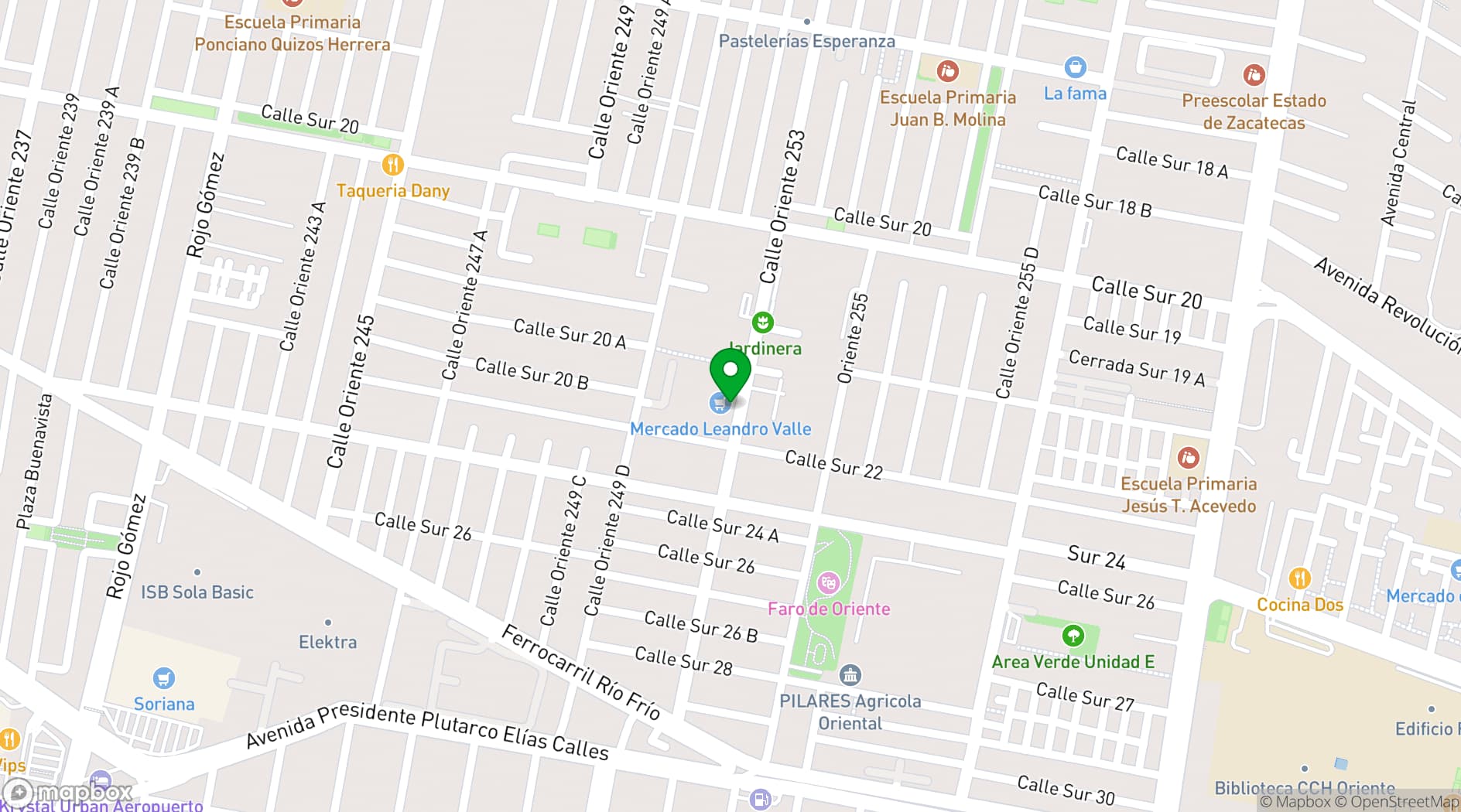 Map showing Mercado Leandro Valle
