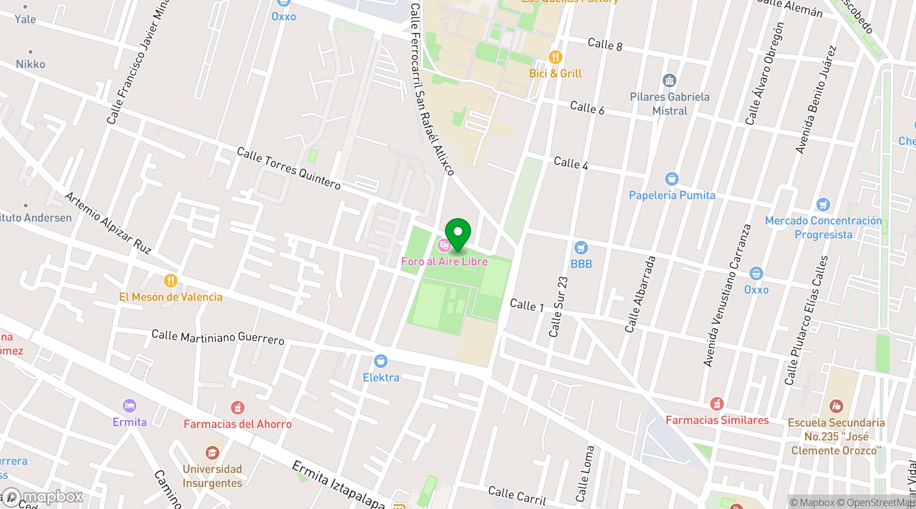 Map showing Casa de Las Bombas Cultural Center
