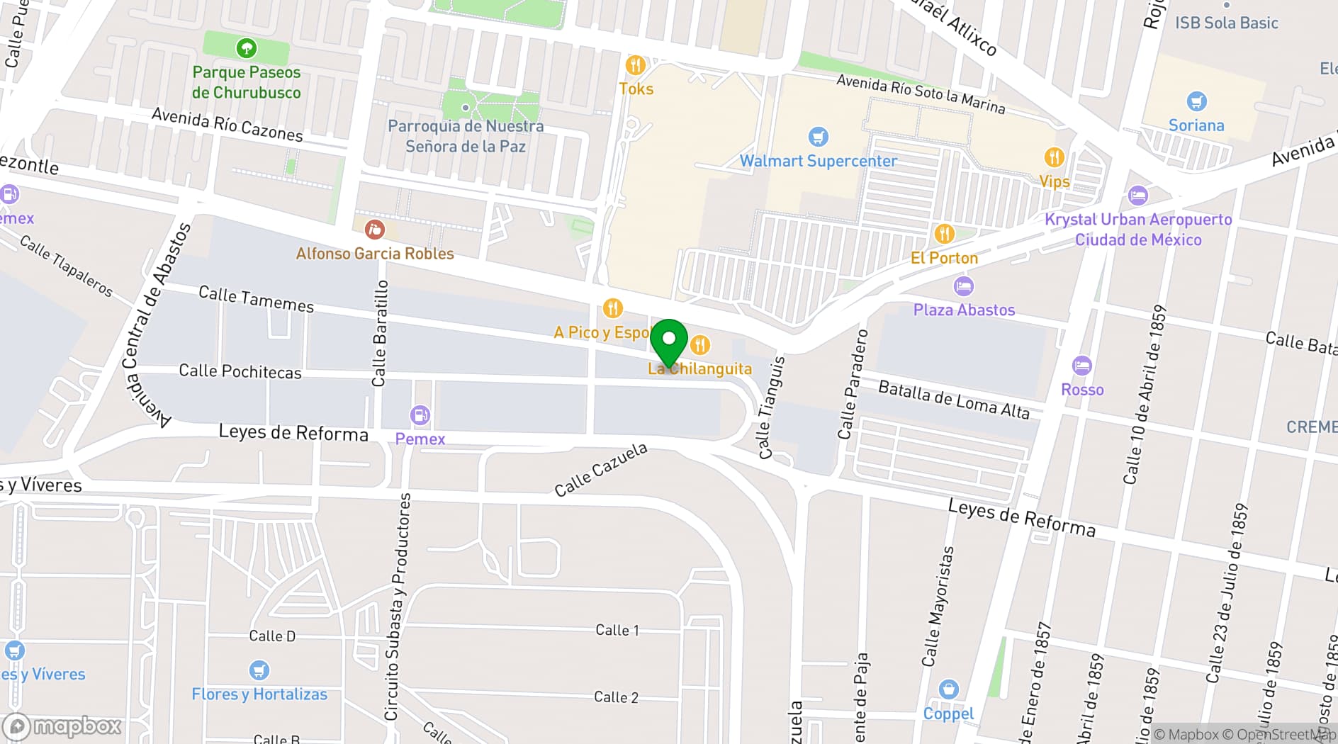 Map showing La Foret Salon y Banquetes
