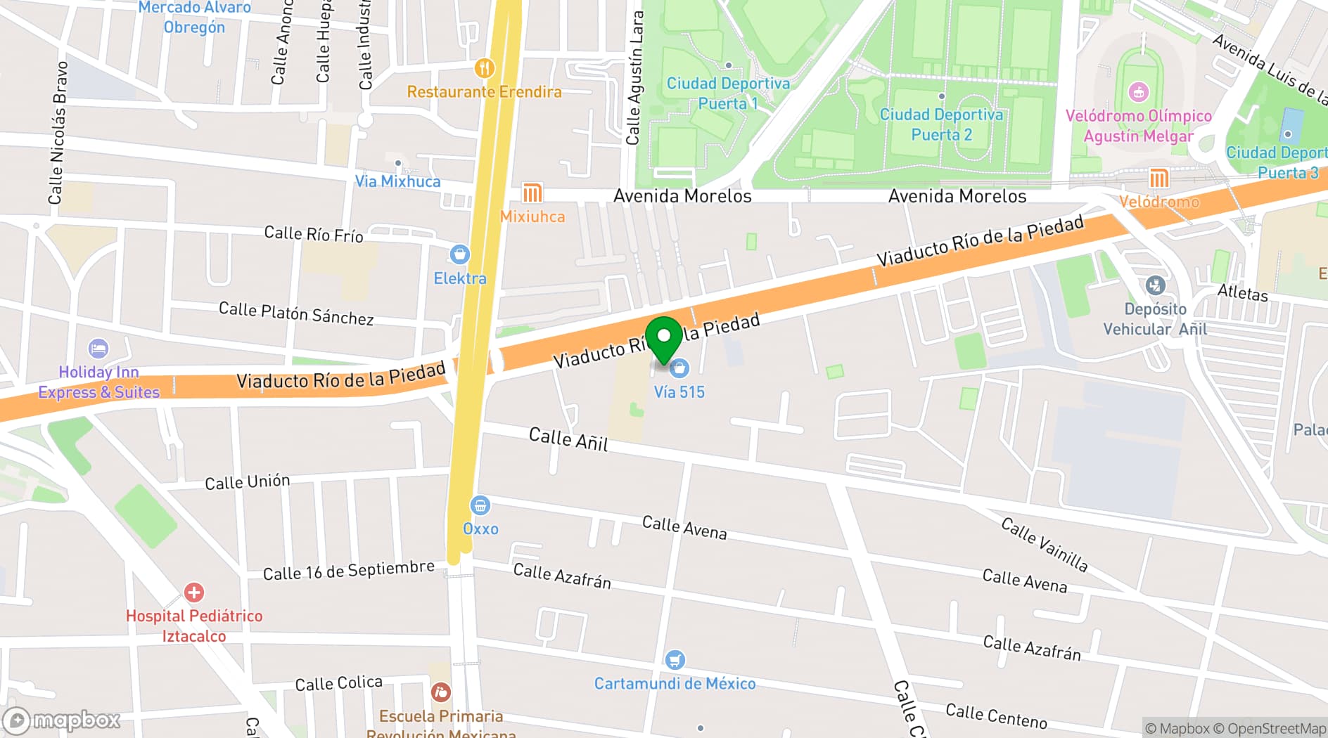 Map showing Fiesta Americana Viaducto Aeropuerto