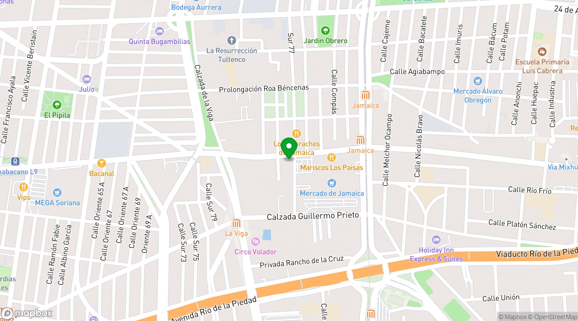 Map showing La Flor de Jamaica