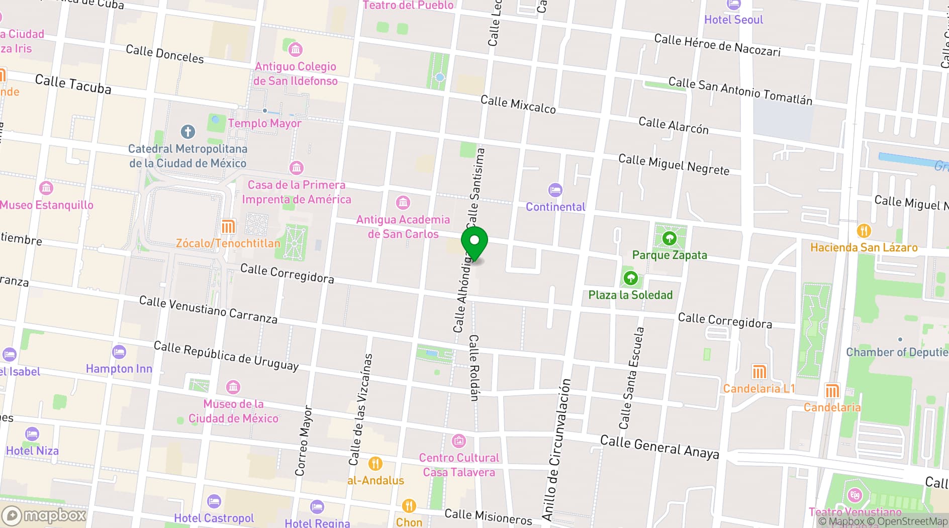 Map showing Antigua Alhóndiga/Casa del Diezmo