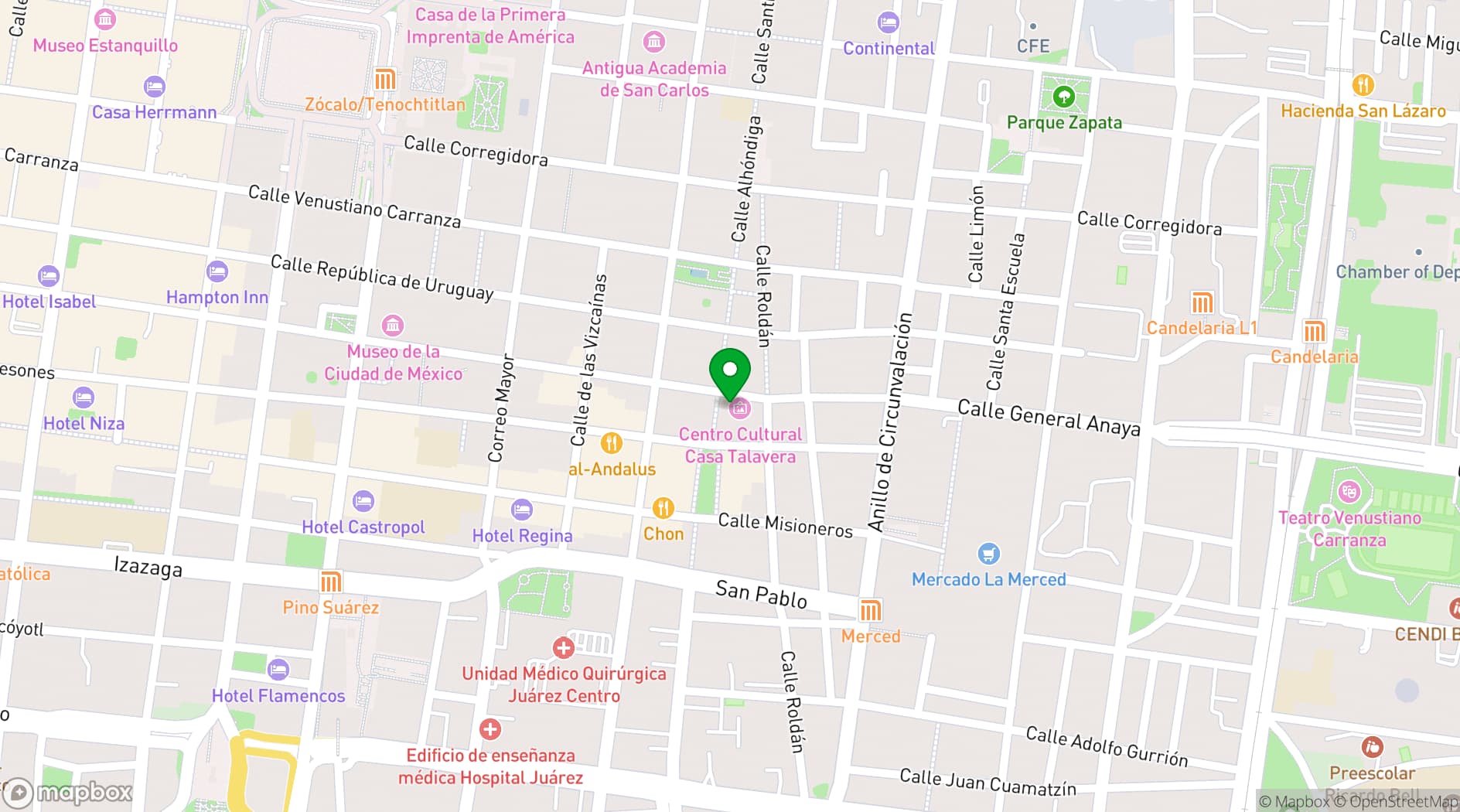 Map showing Casa Talavera