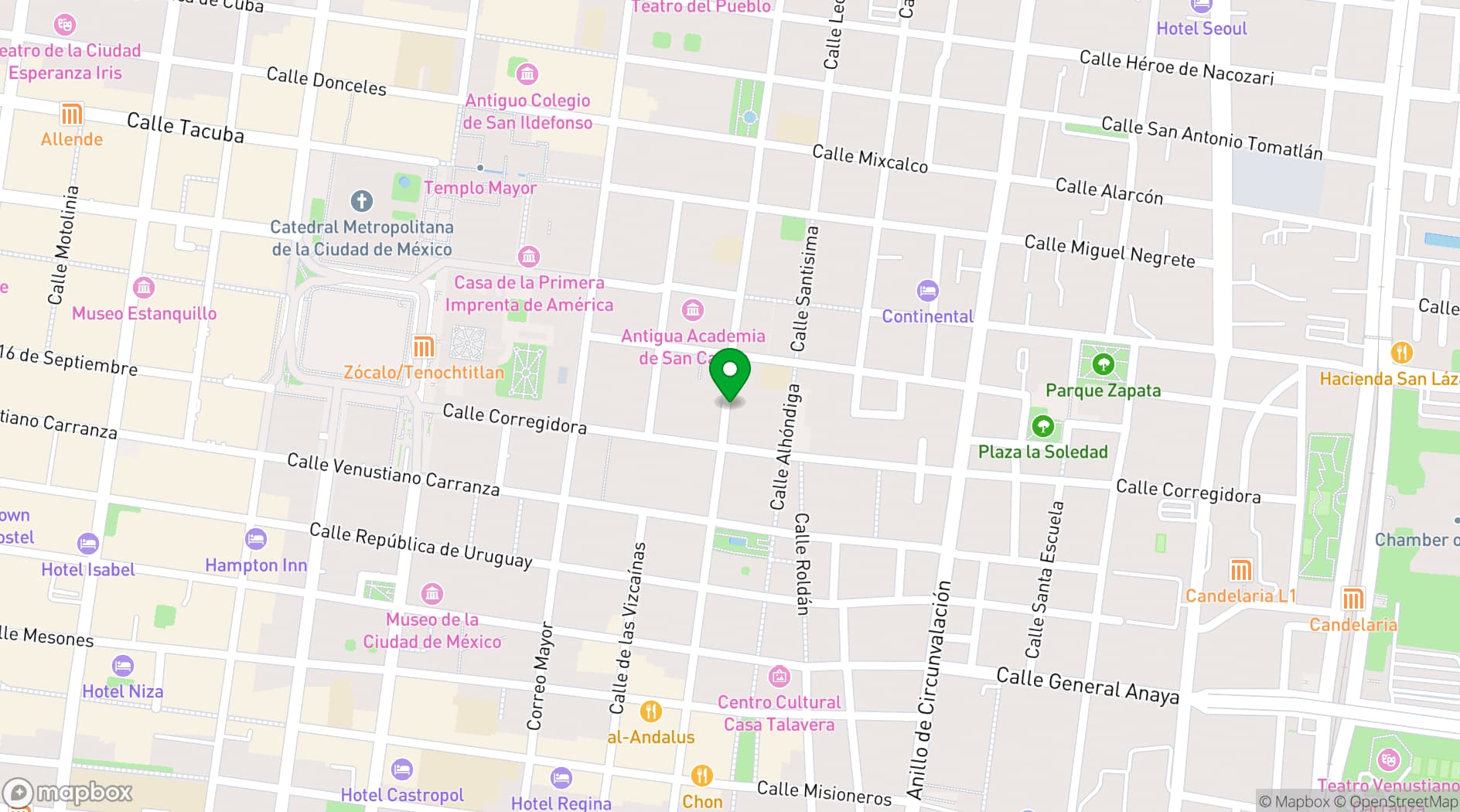 Map showing Casa Franciscana