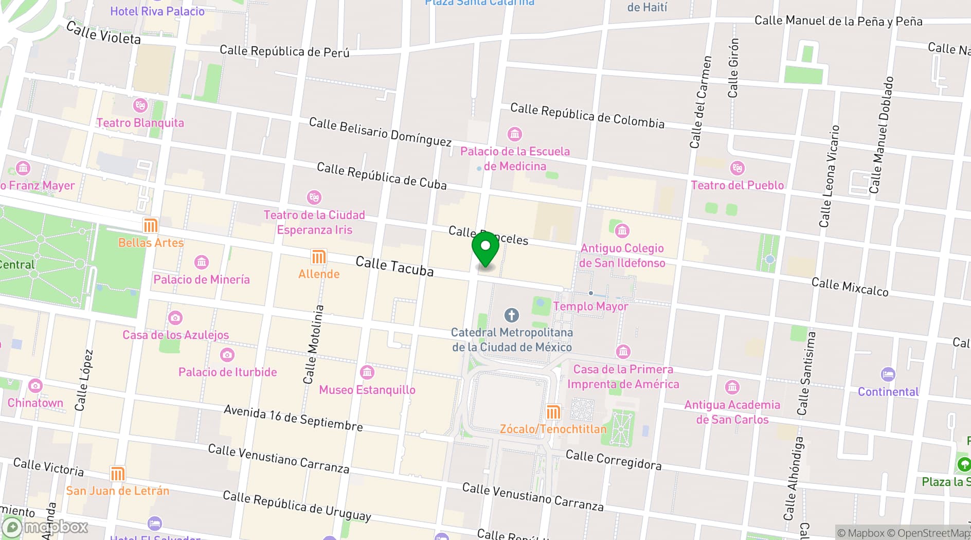 Map showing Mundo Joven Catedral Hostel