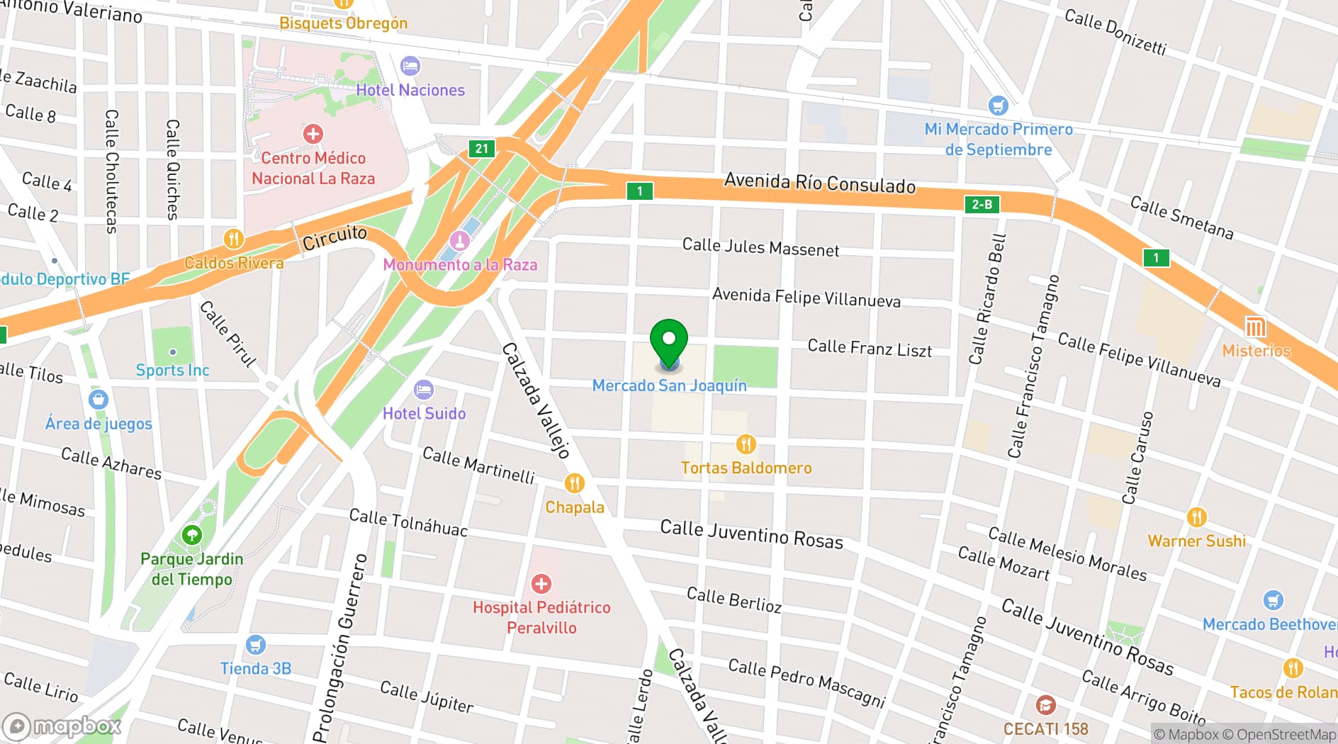Map showing Mercado San Joaquin