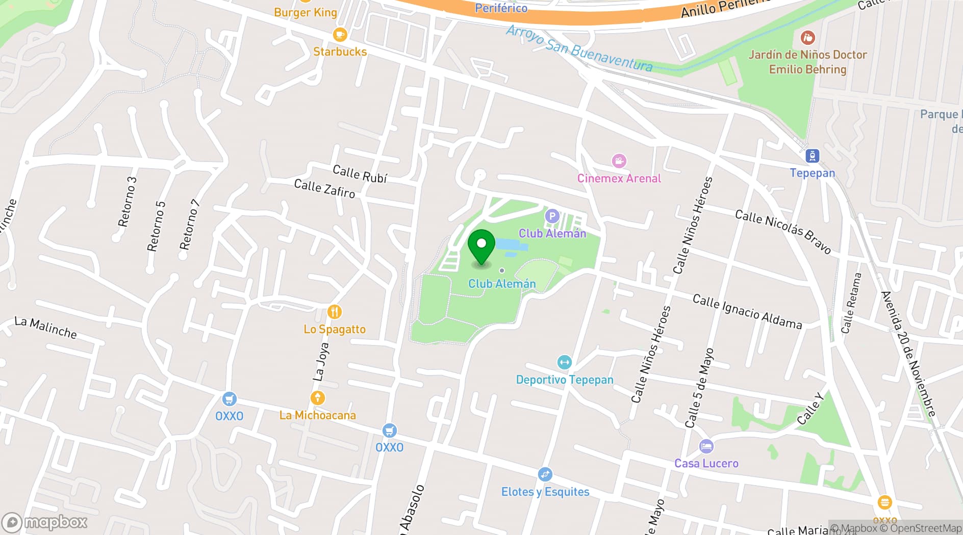 Map showing Club Alemán
