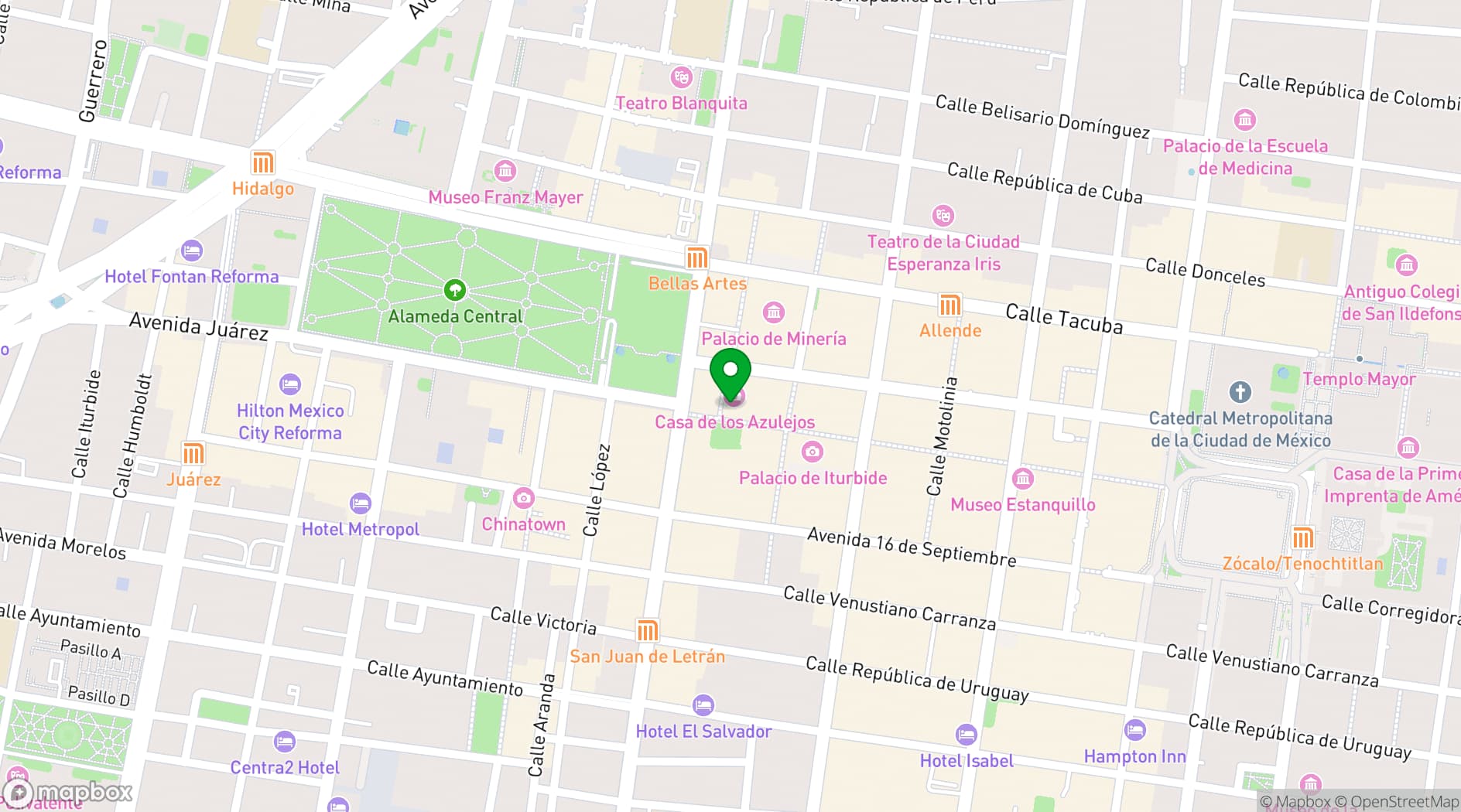 Map showing Sanborns Restaurant