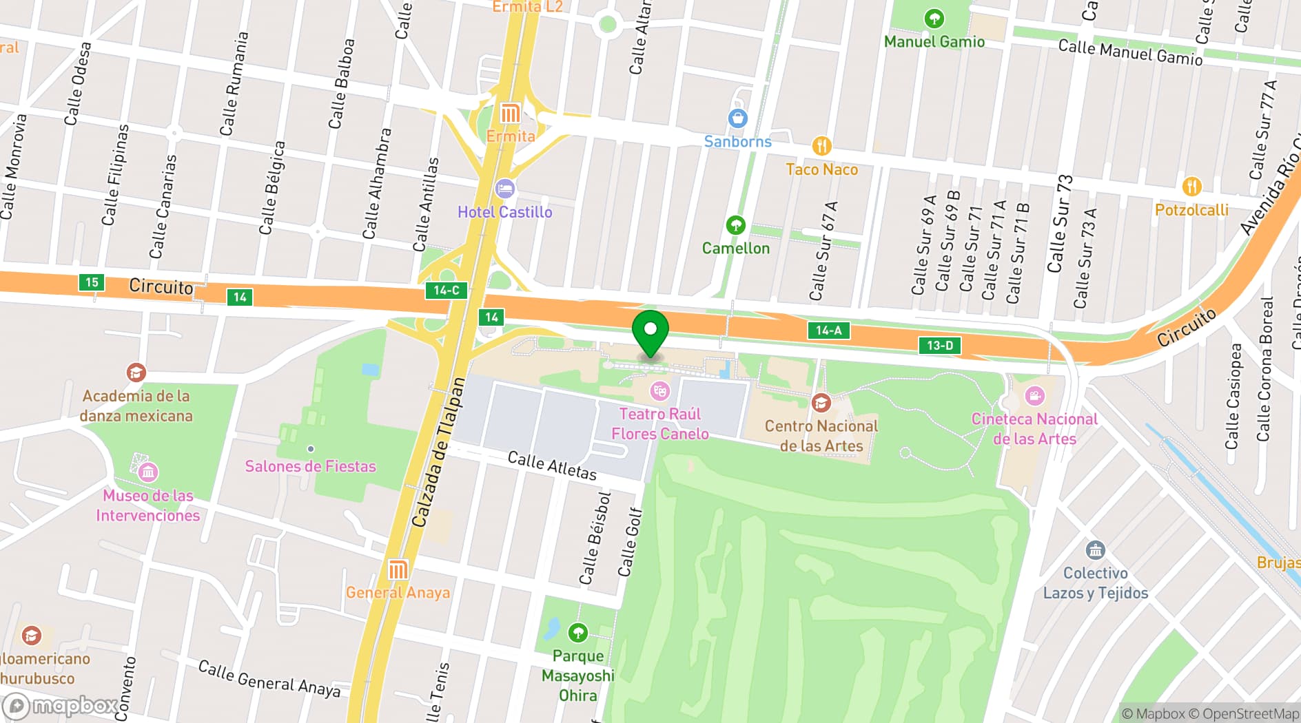 Map showing Galería Central