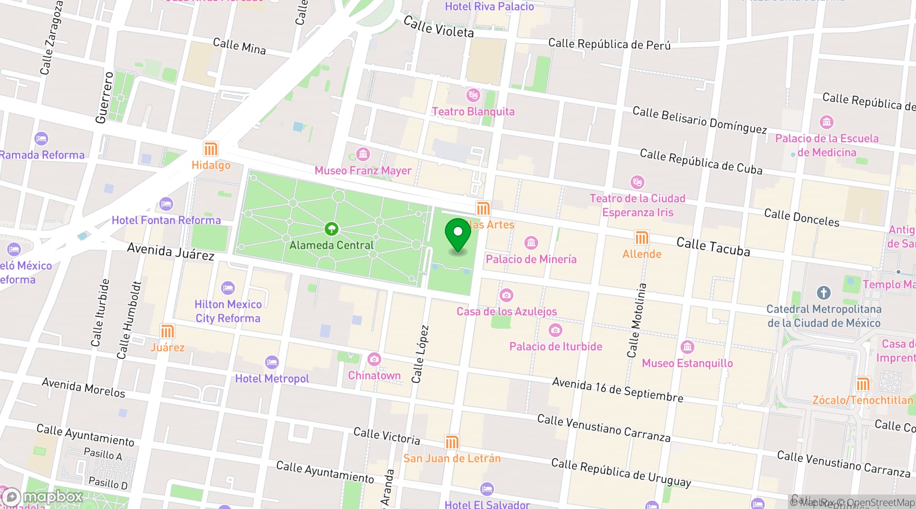 Map showing Palacio de Bellas Artes