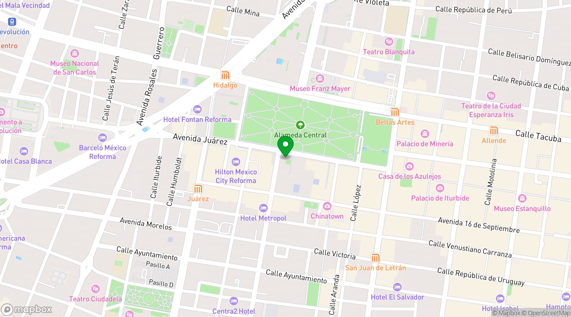 Map showing Museum of Memory and Tolerance
