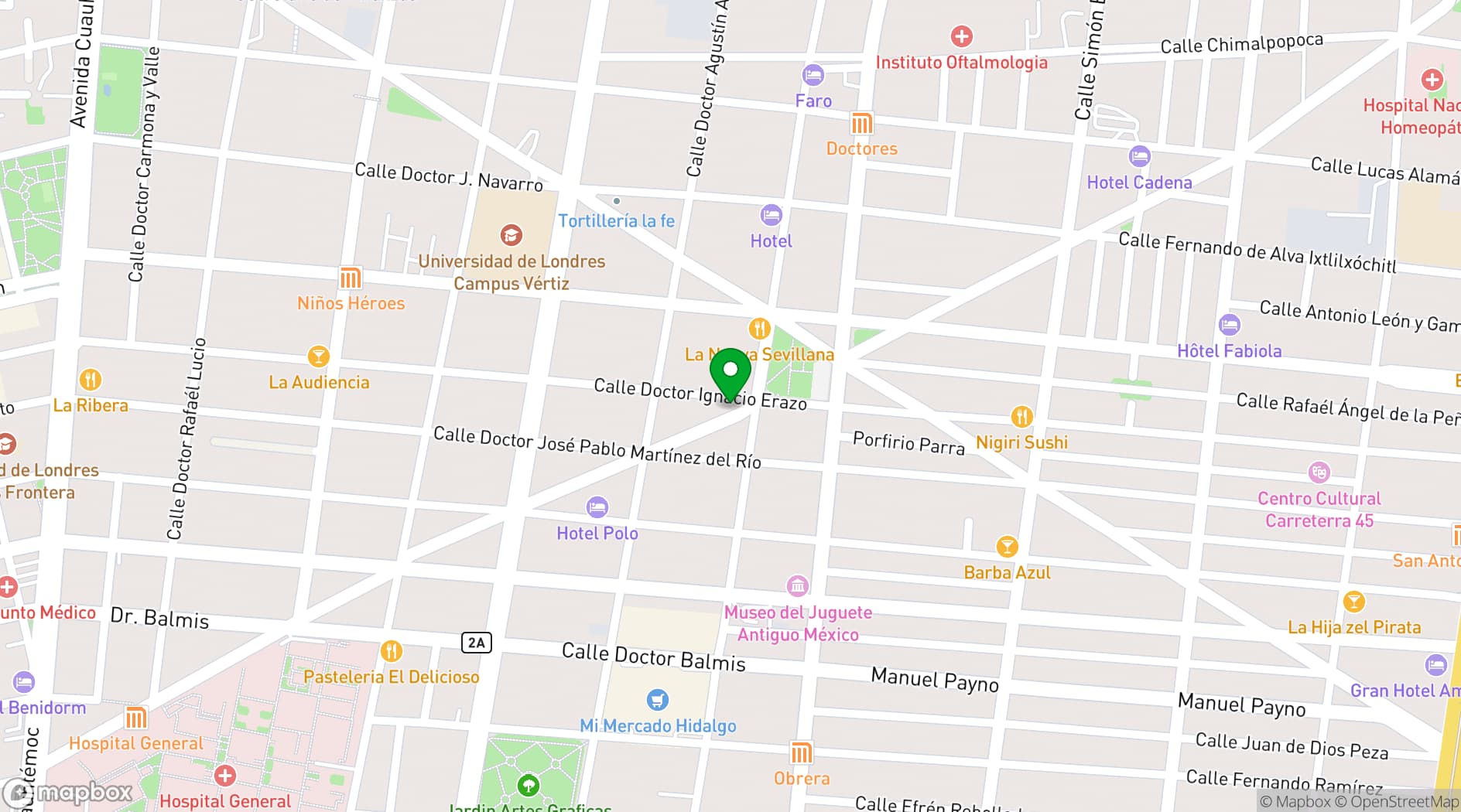 Map showing La Caña Bar