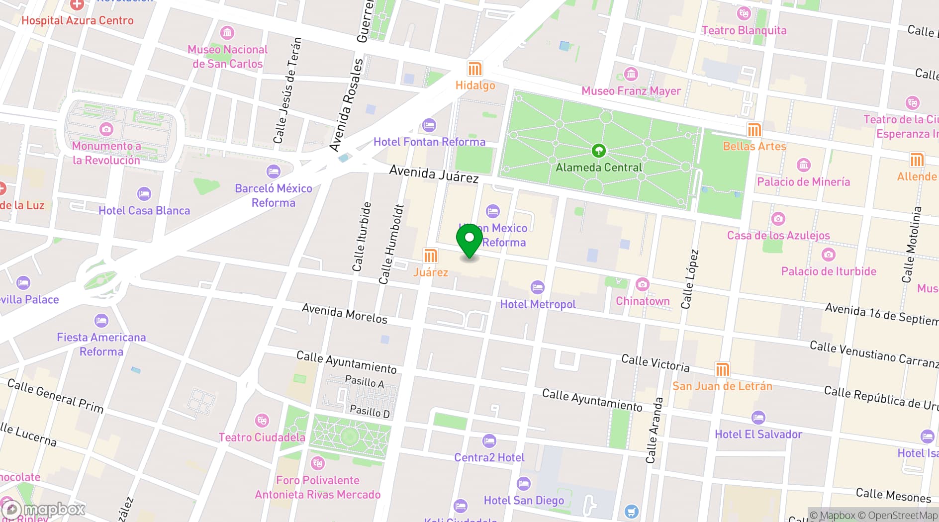 Map showing Teatro Metropolitan
