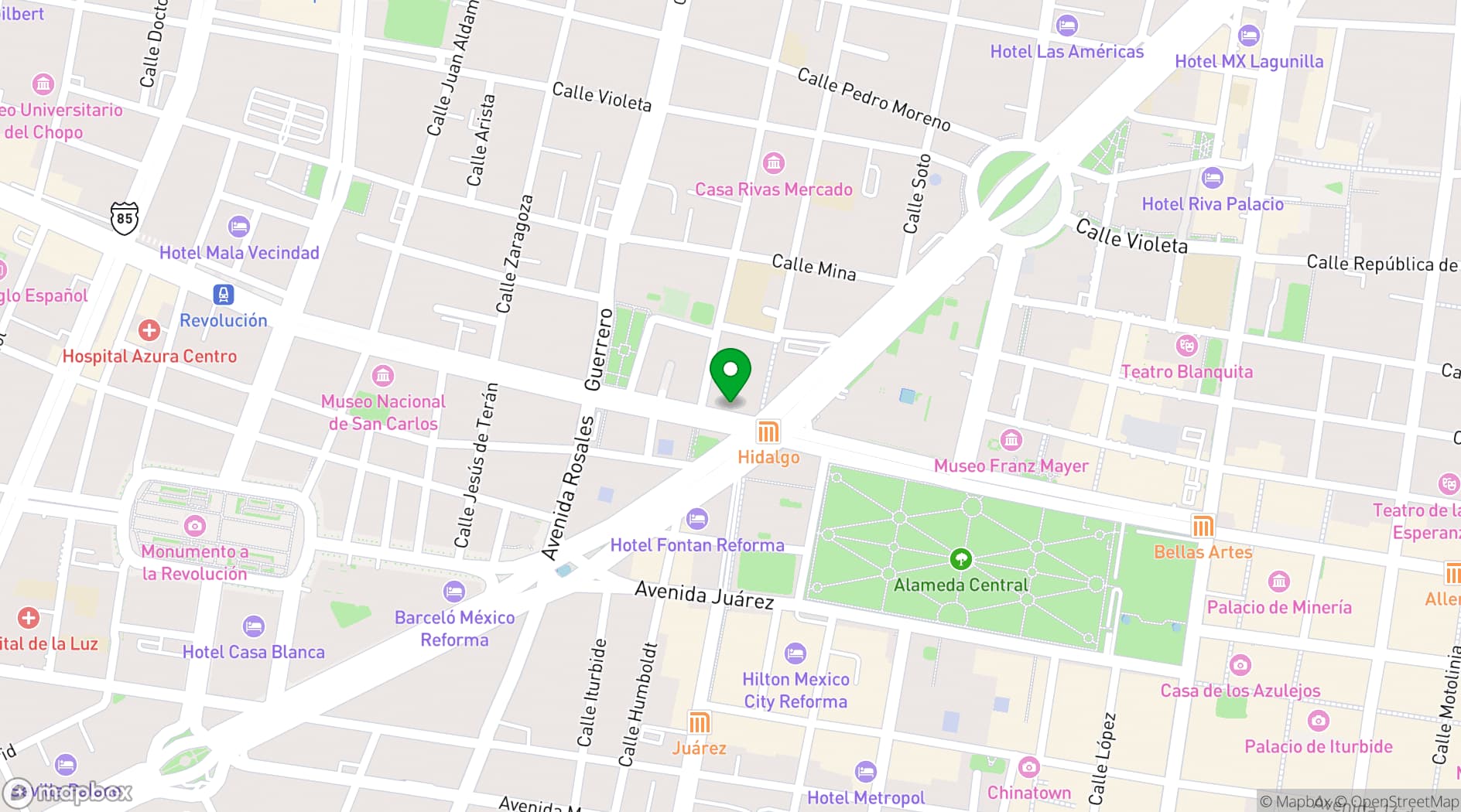 Map showing EX CONVENTO SAN HIPOLITO