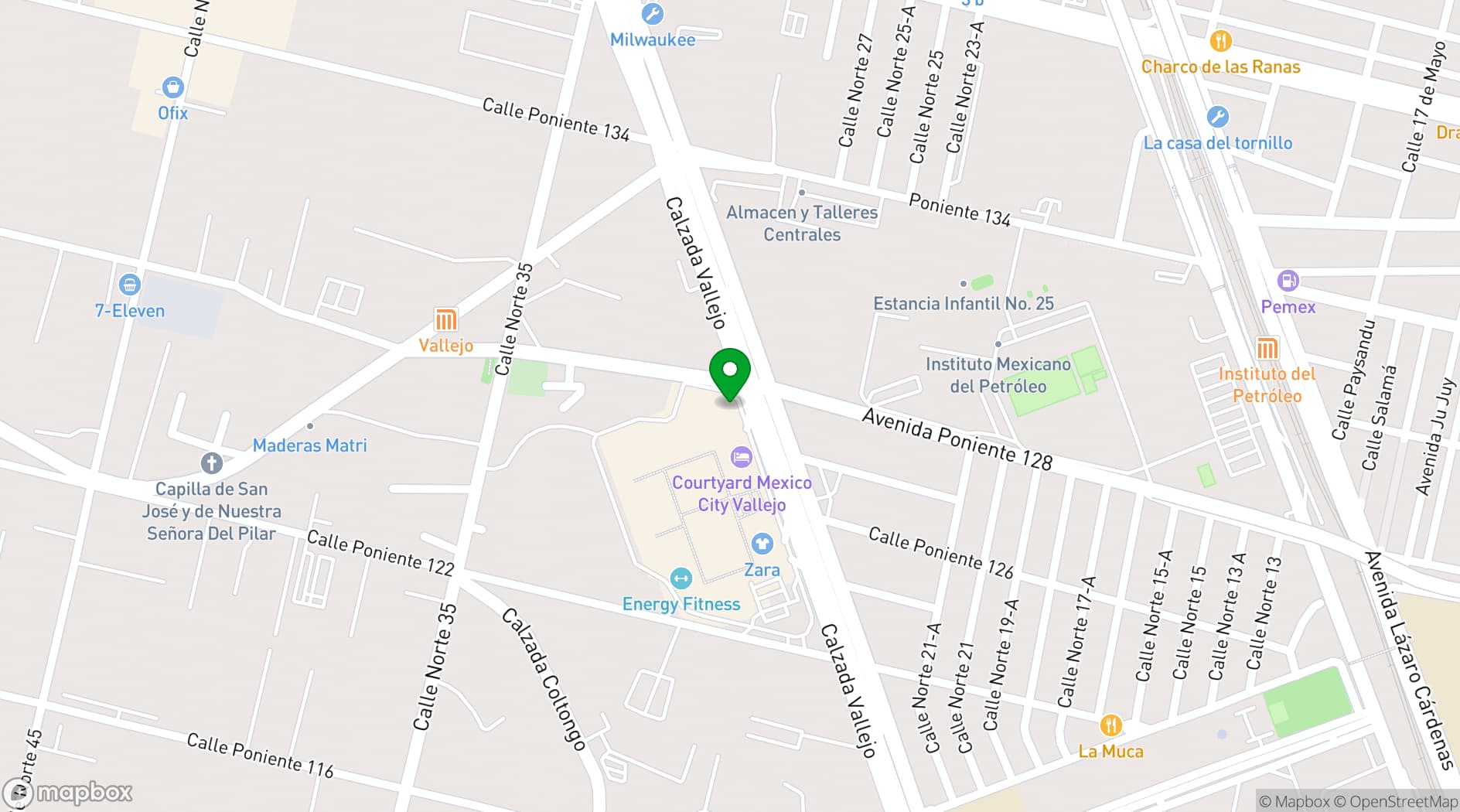 Map showing Courtyard Mexico City Vallejo