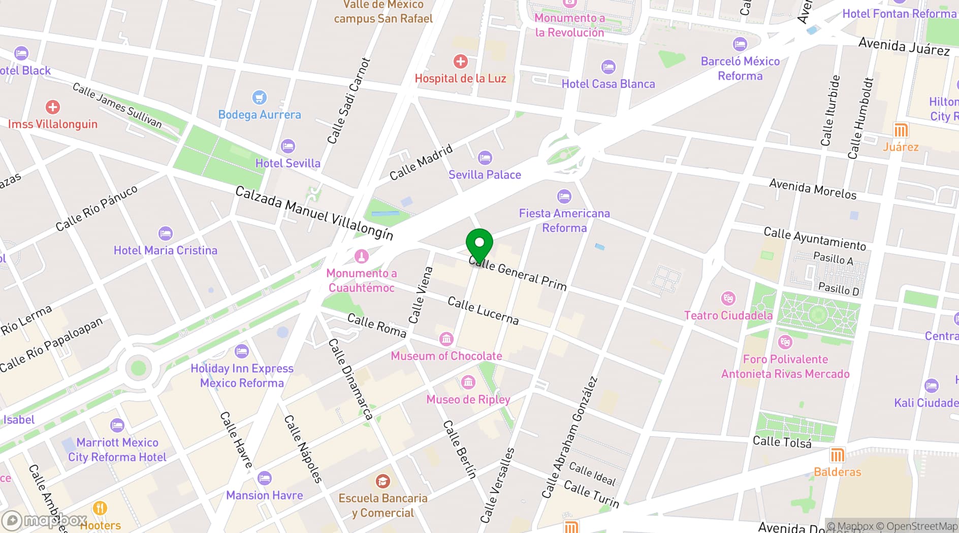 Map showing Parker & Lenox