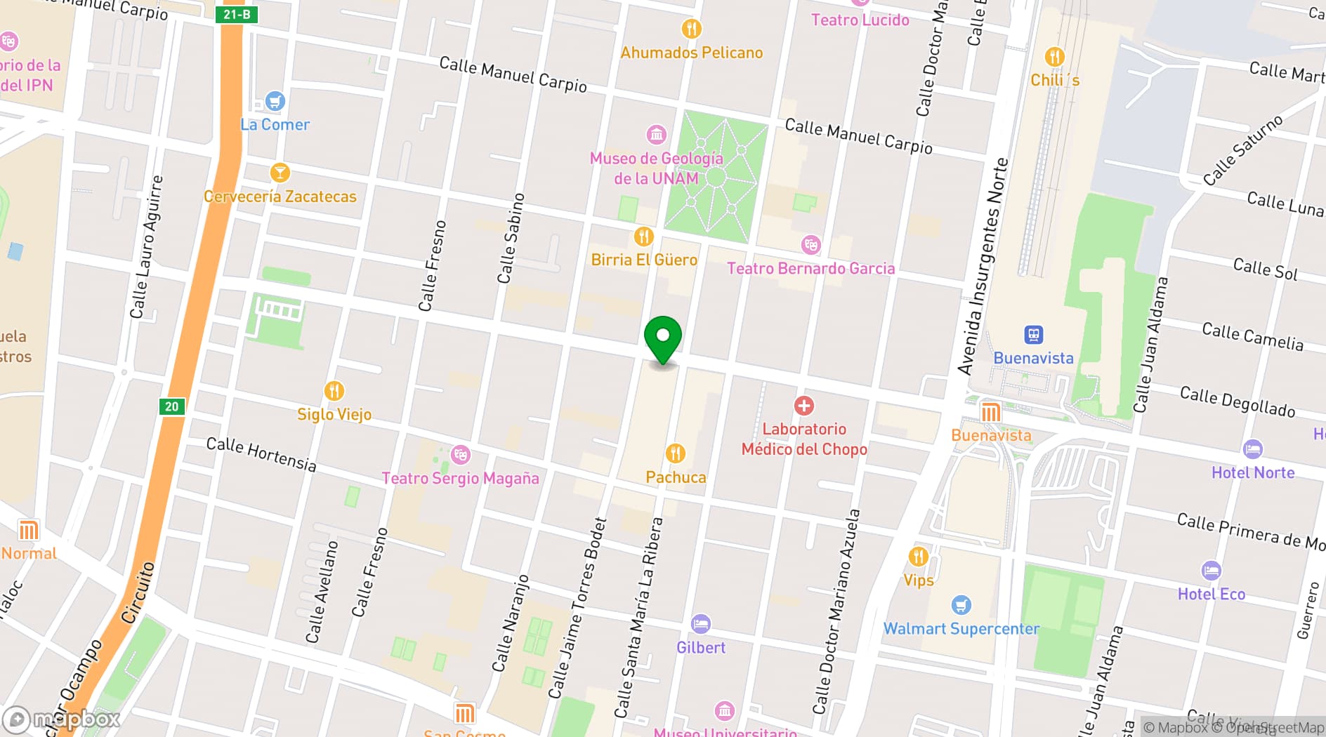Map showing Casa Ribera Restobar