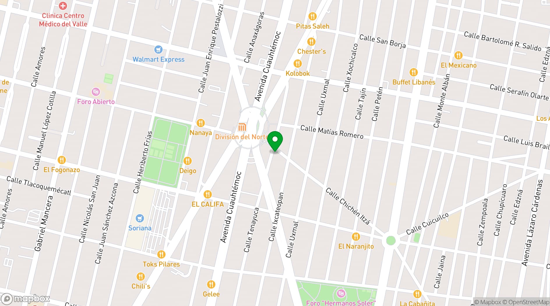 Map showing Suites del Valle