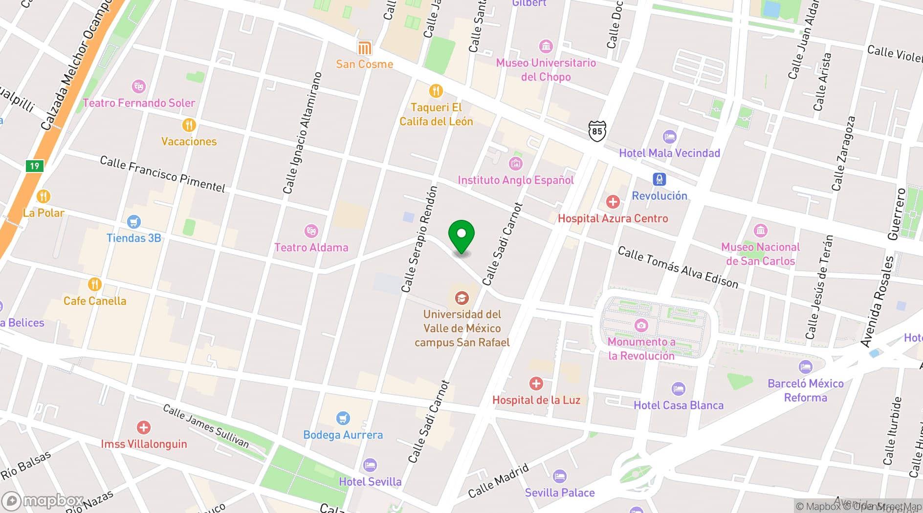 Map showing Hotel Nava