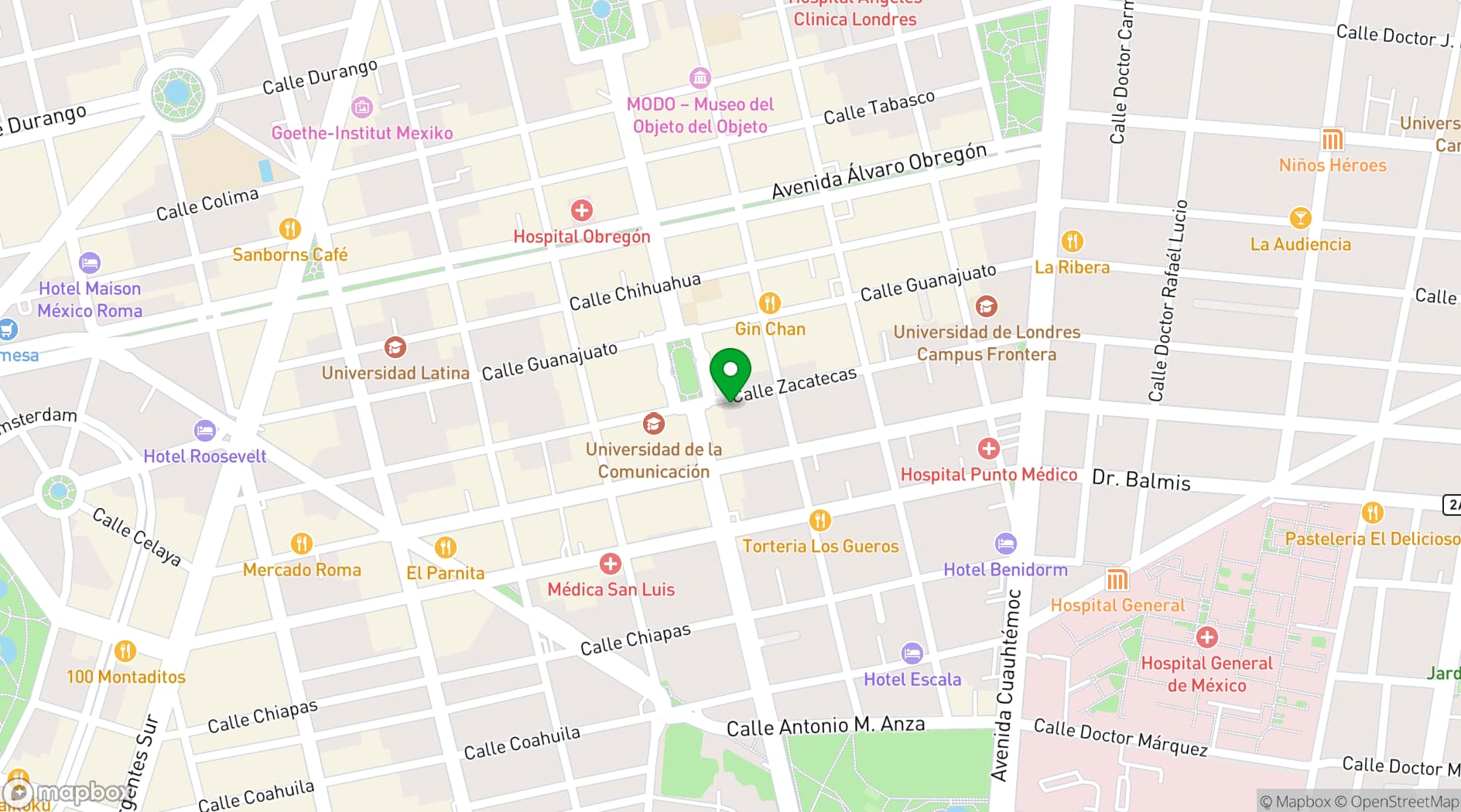 Map showing Casa Rafael Galván